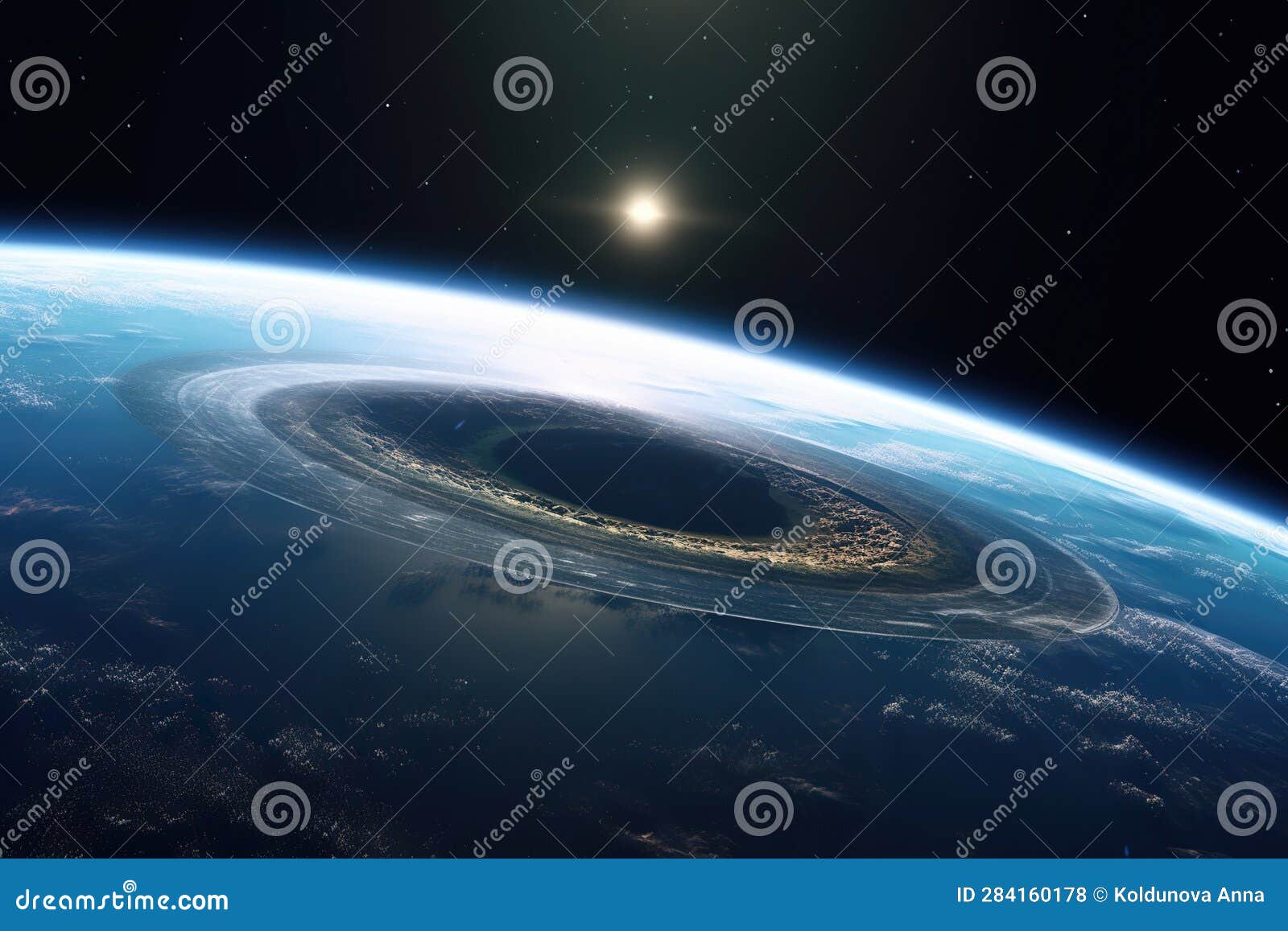 flat earth in cosmos, concept of flat earth theory , created with generative ai technology