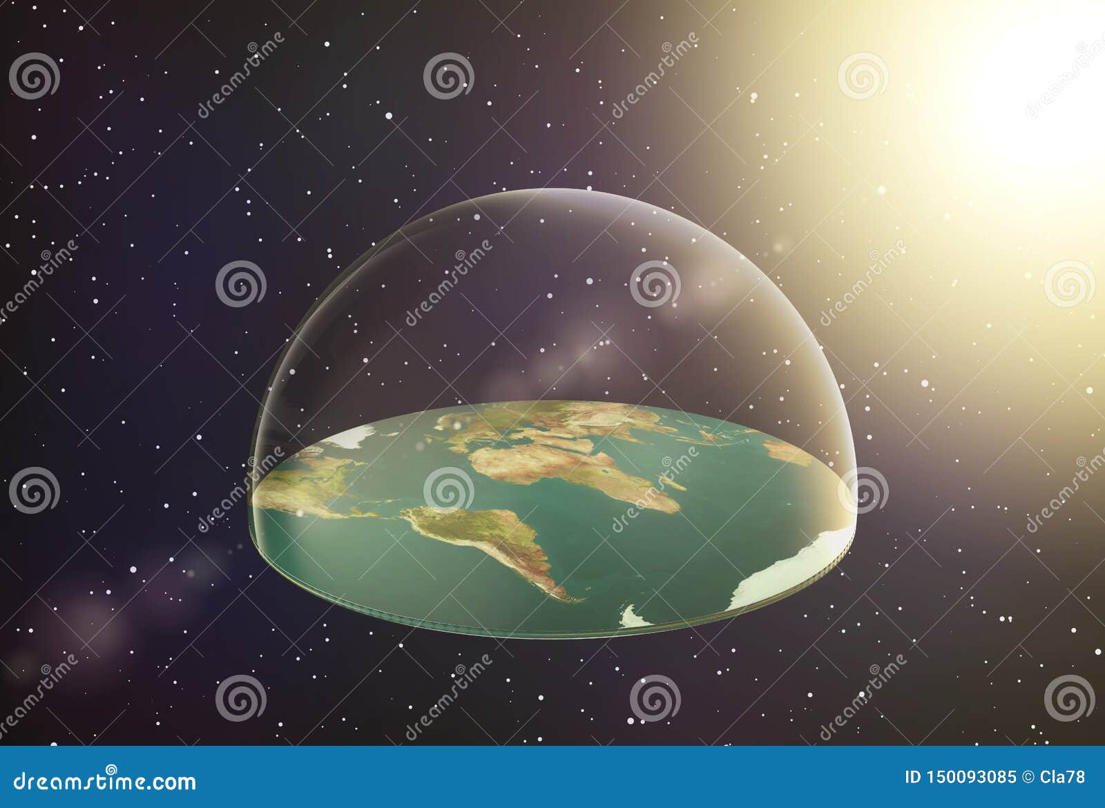 Flat earth in space stock illustration. Illustration of