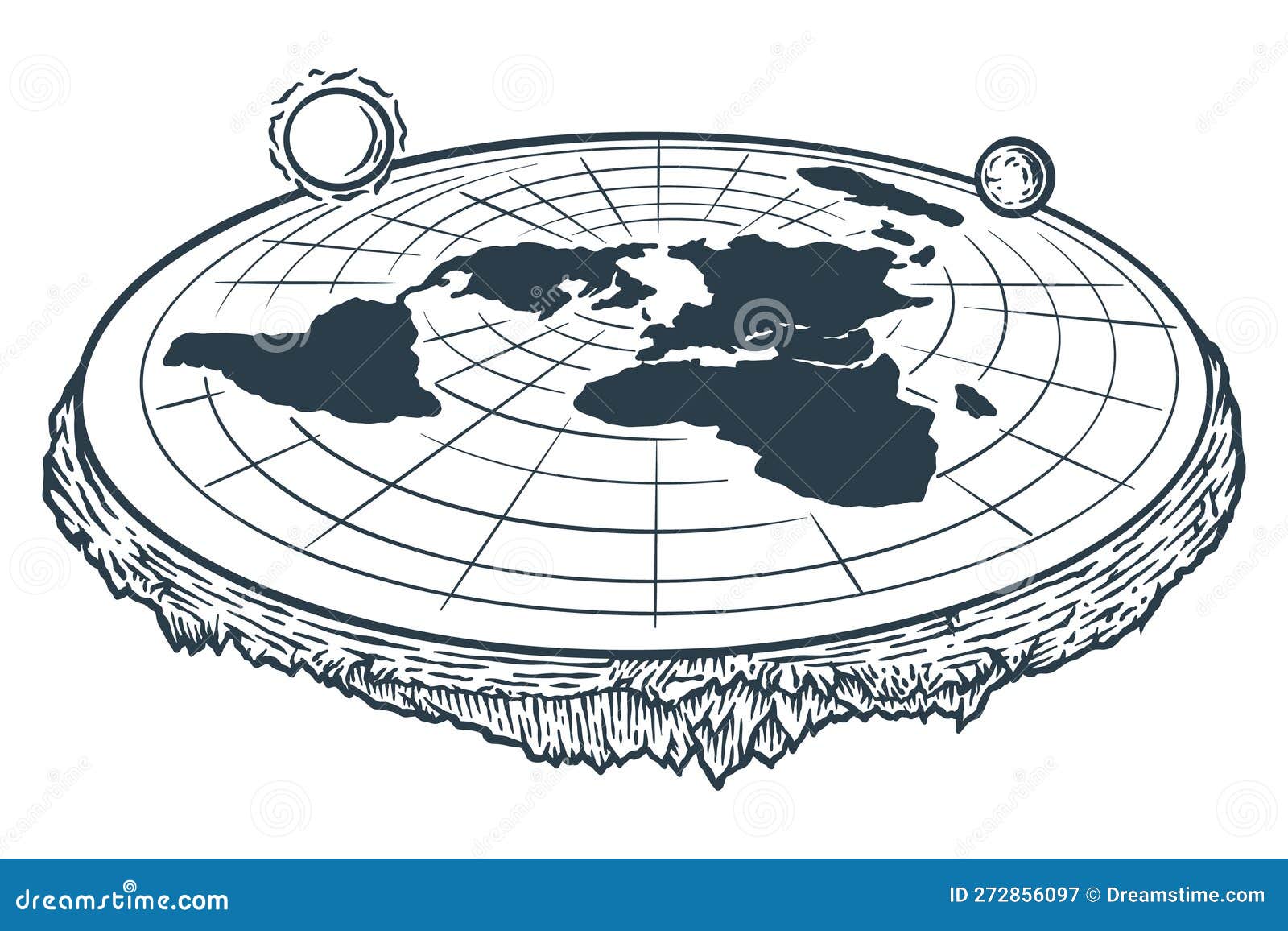 Flat Earth Theory Vector Illustration Stock Vector - Illustration of