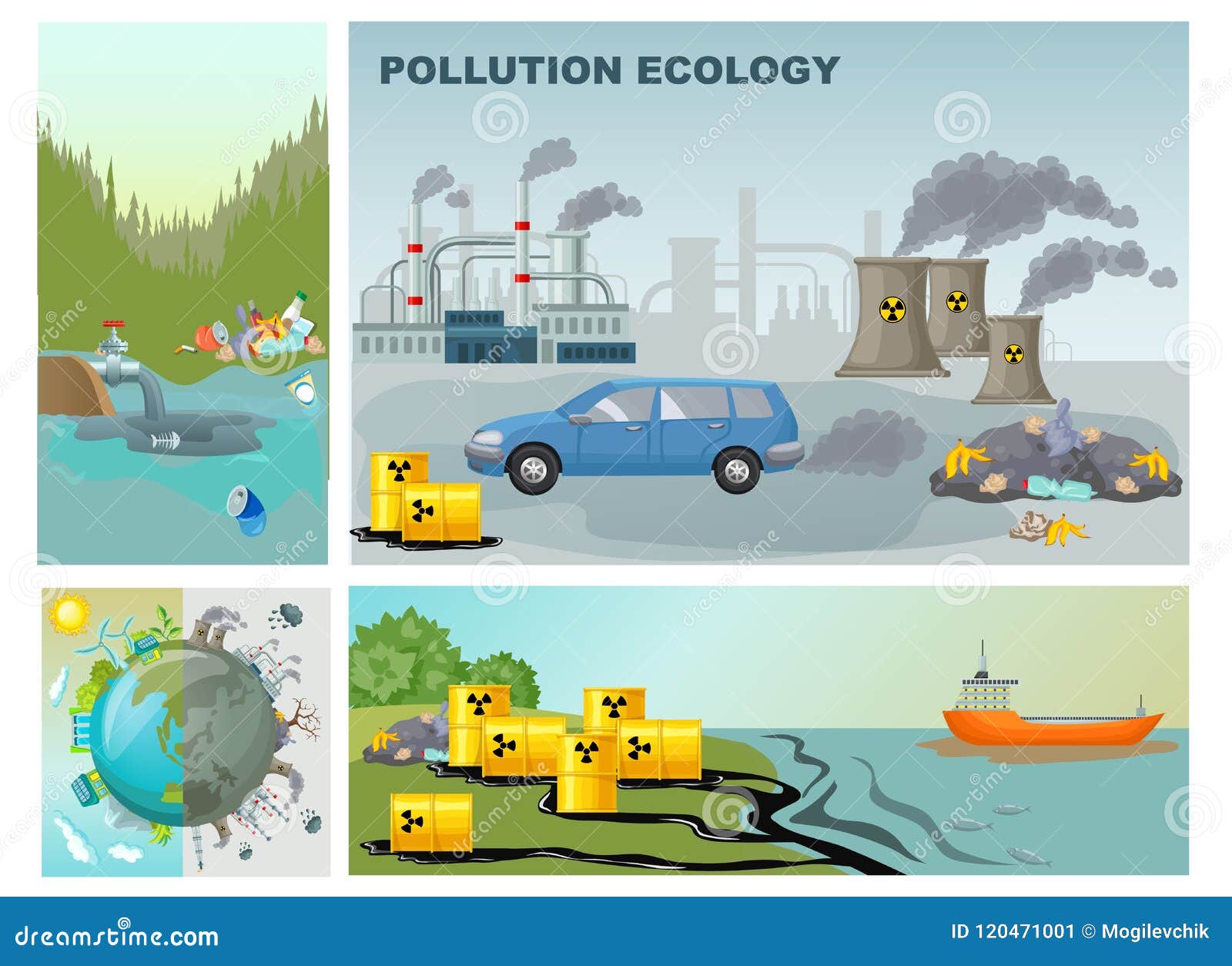 Flat Environment Pollution Composition Stock Vector ... Flat Environment Pollution Composition Stock Vector ...