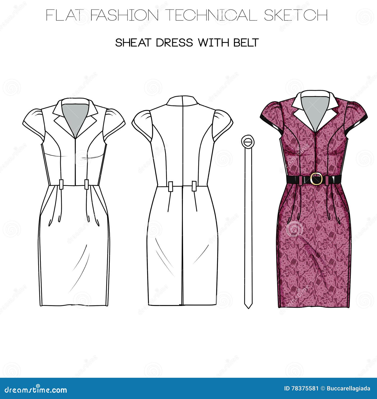 Vector Summer Smocked Dress Fashion CAD, Woman Midi