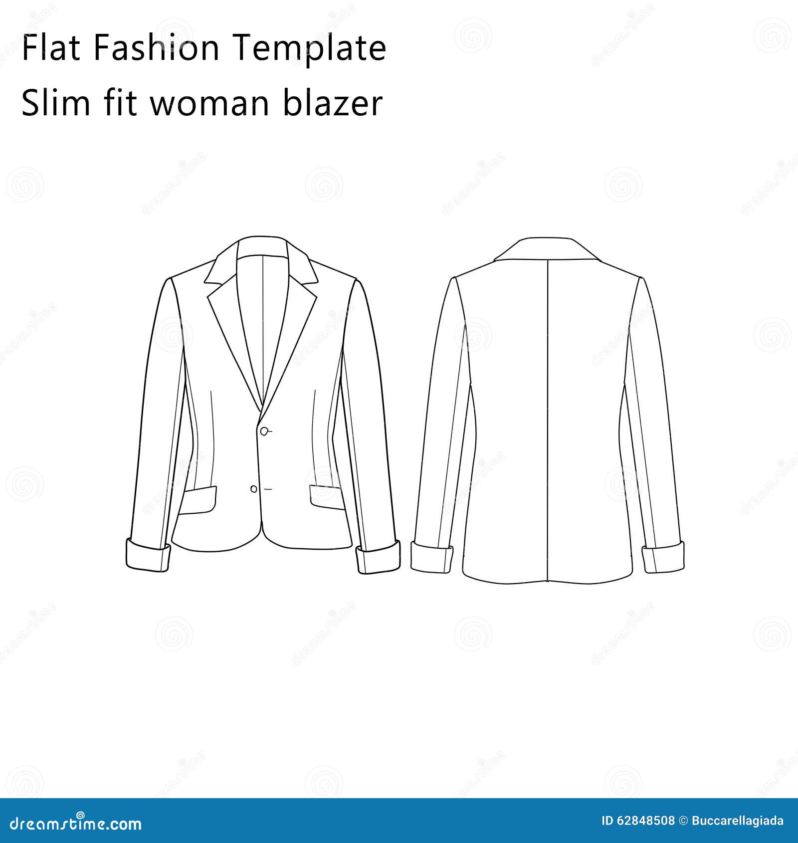 flat fashion template slim fit woman blazer sketch 62848508