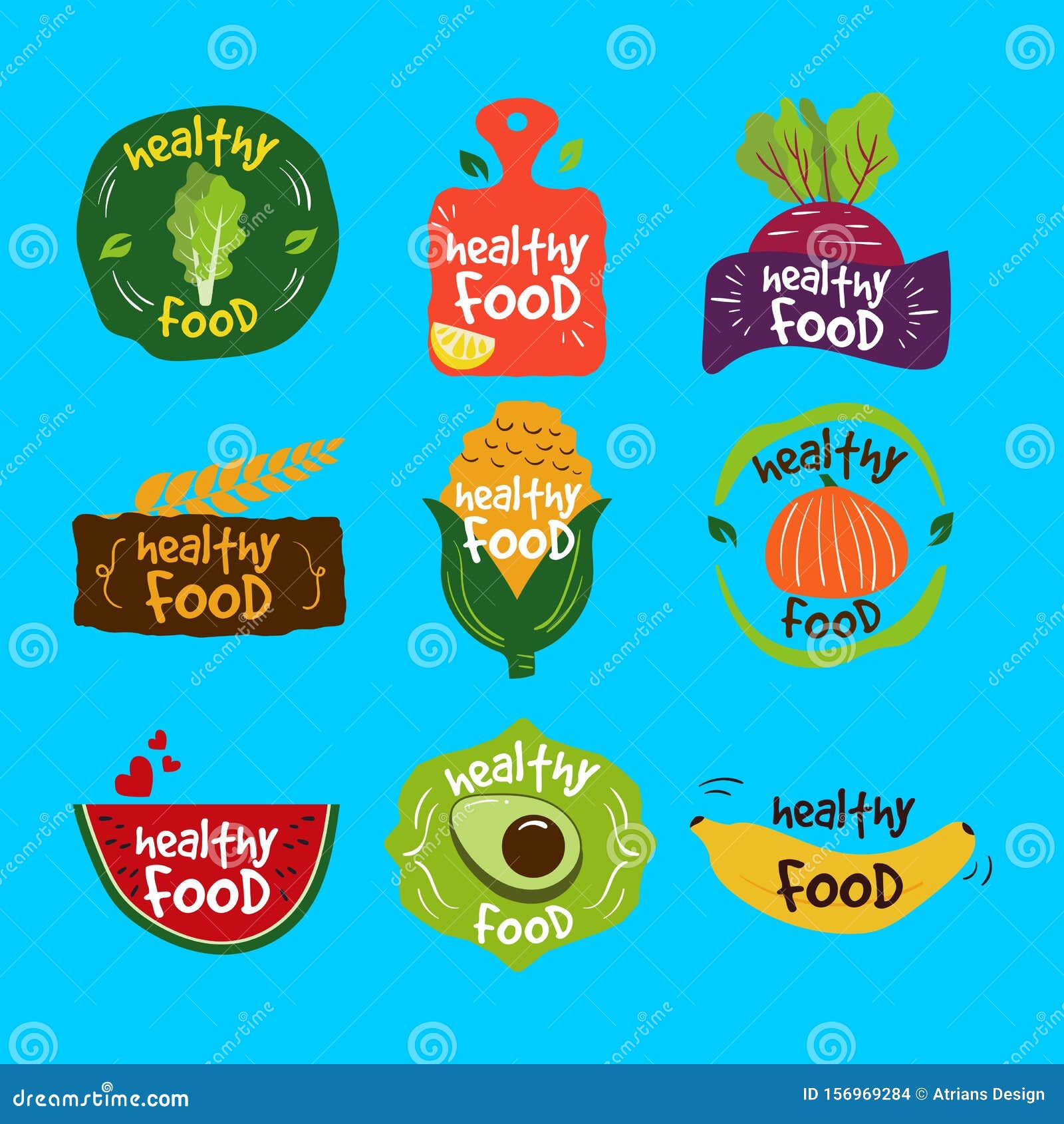 Flat Food Logos Flat Logo Design Stock Vector Illustration Of Business Minimalist