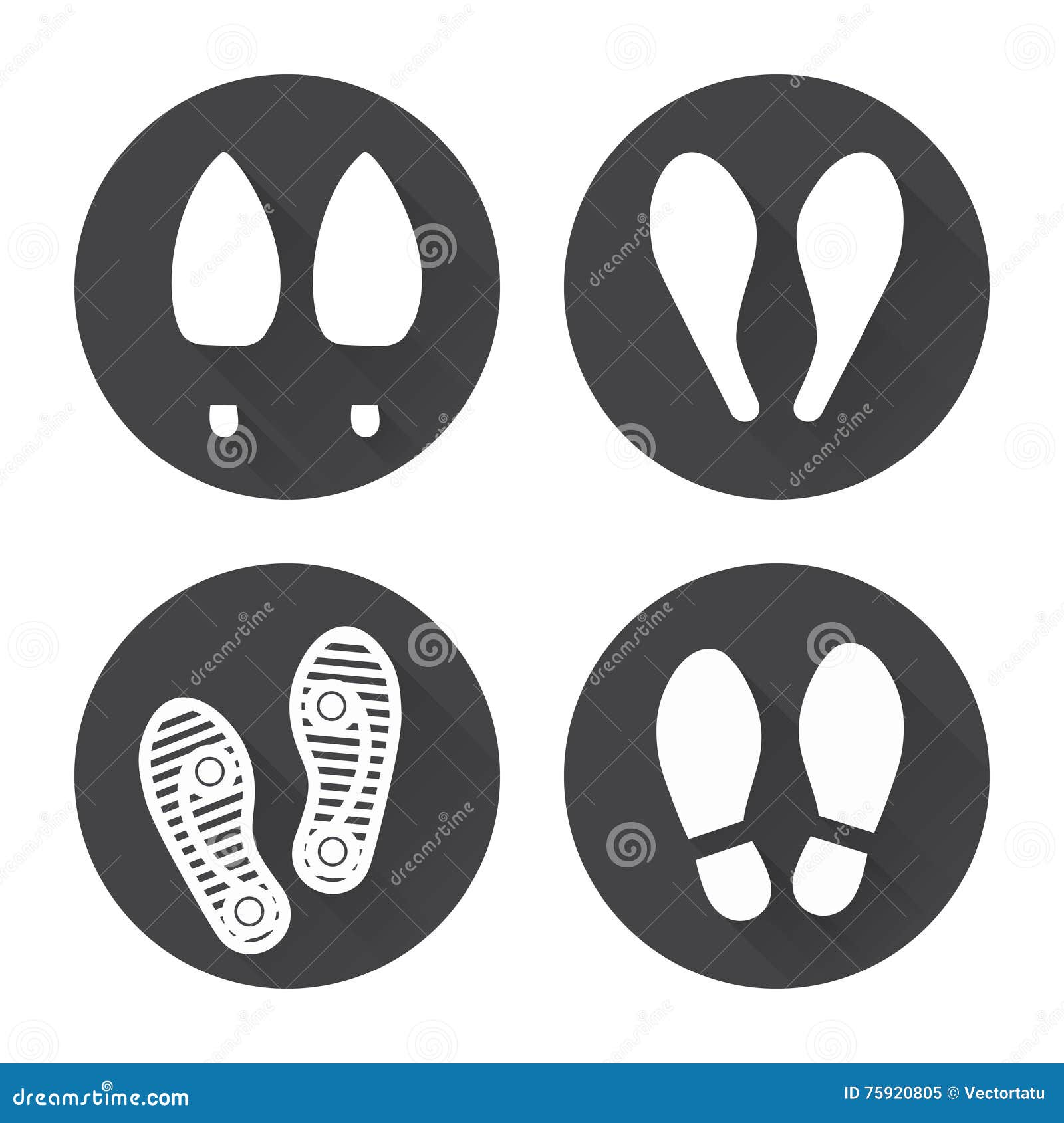 flat footprint icons set