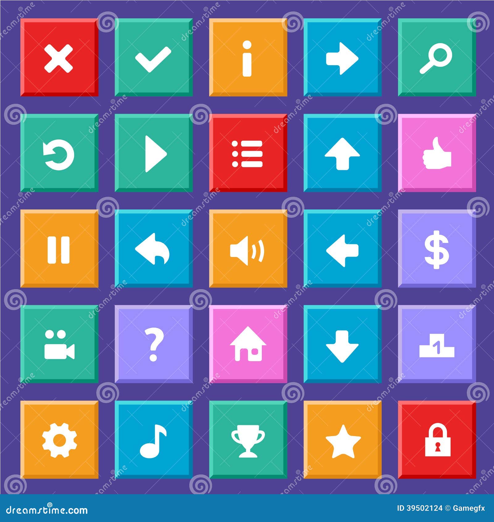 Flat game icons stock vector. Illustration of pictogram 39502124