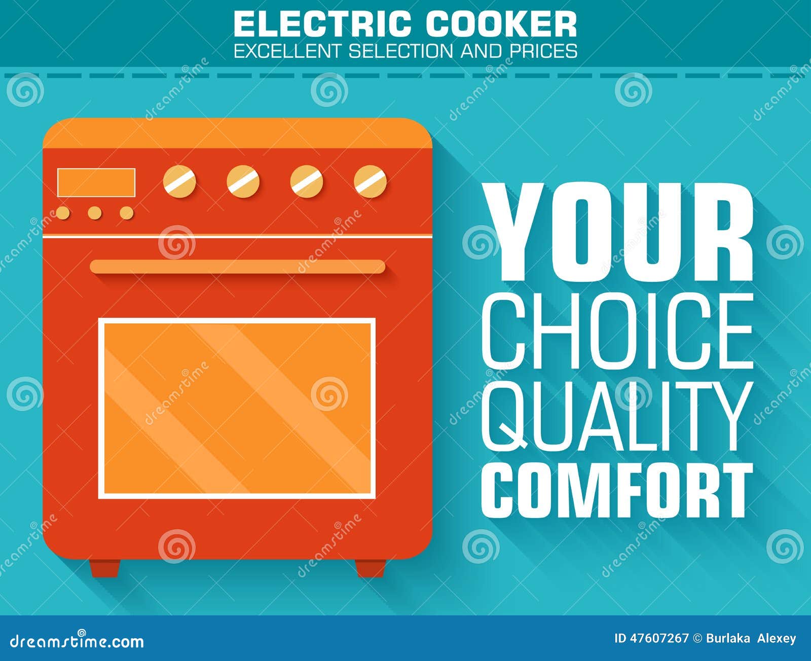 Flat Gas Stove with the Slogan on the Background Stock Vector