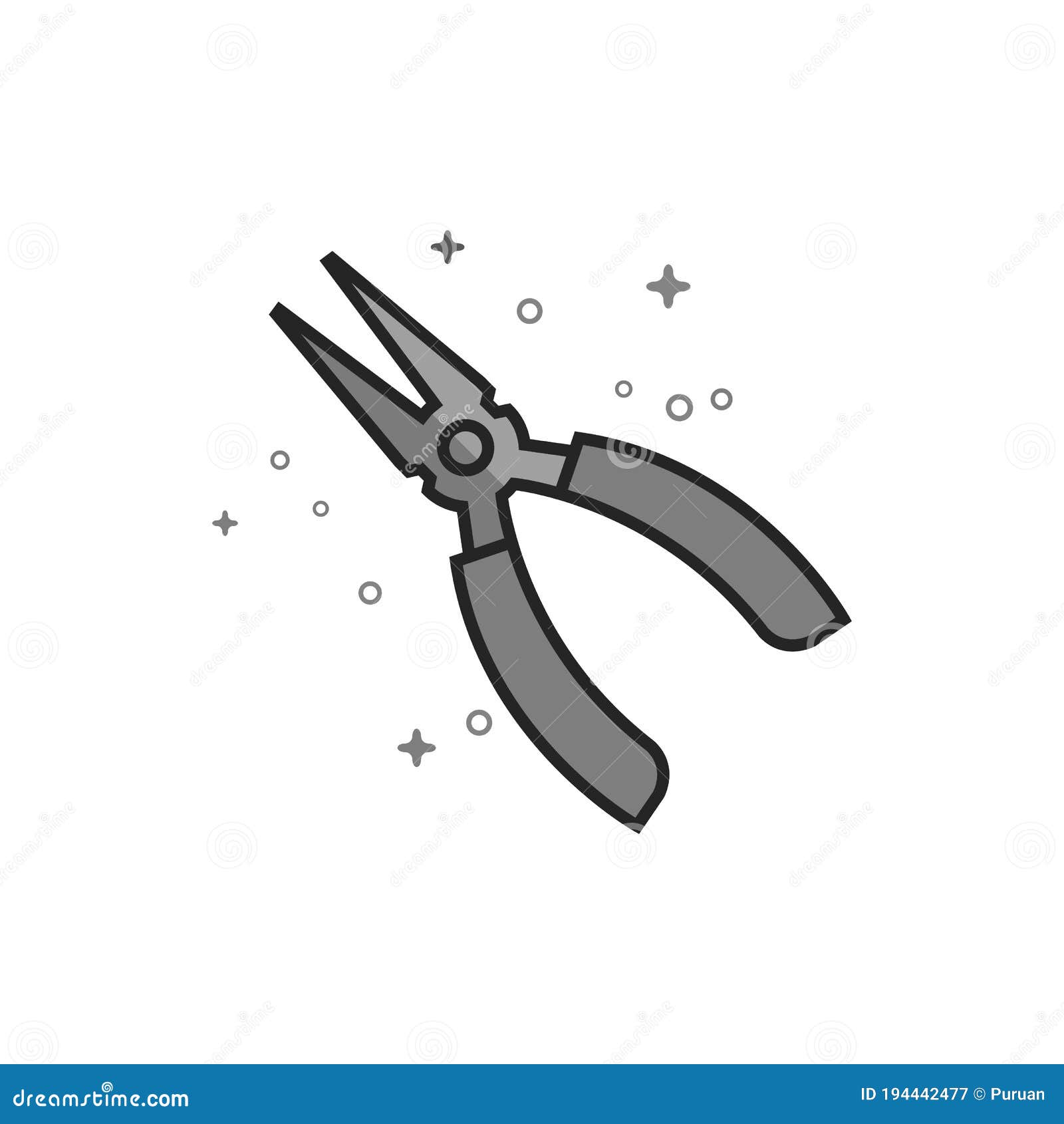 Flat Grayscale Icon Plier Stock Vector Illustration of mechanic