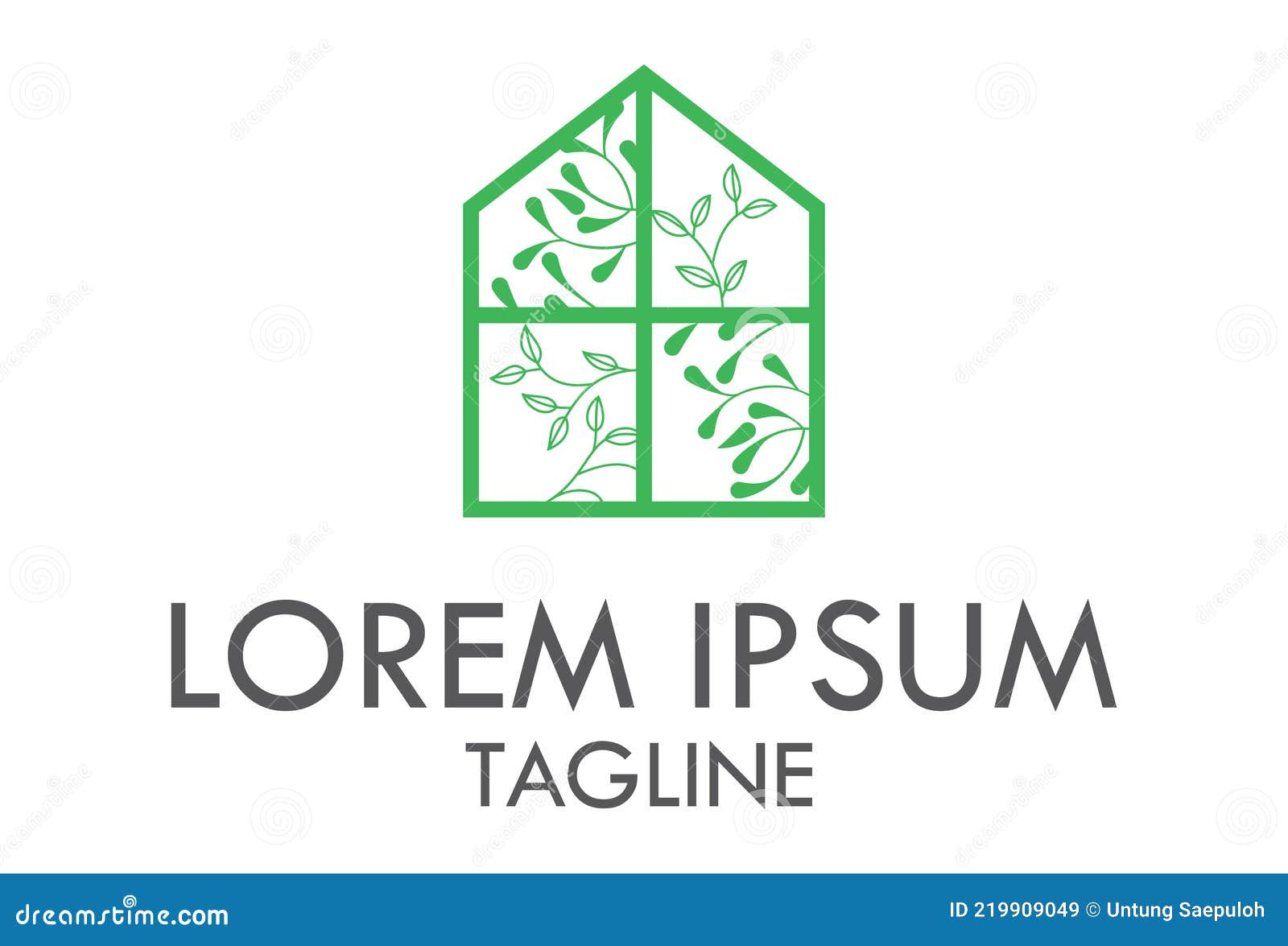 green color simple window line art circle growth eco nature logo 