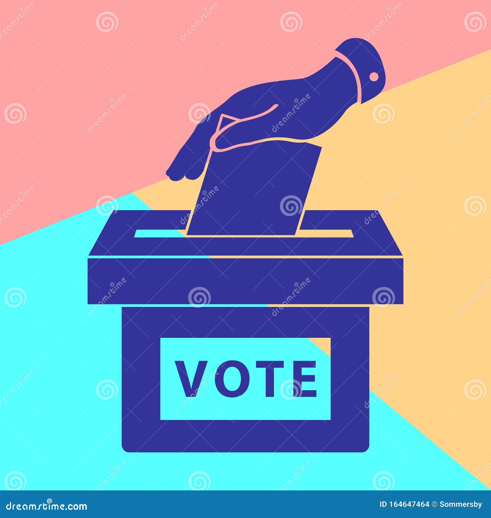 flat hand putting vote bulletin into ballot box icon. election concept