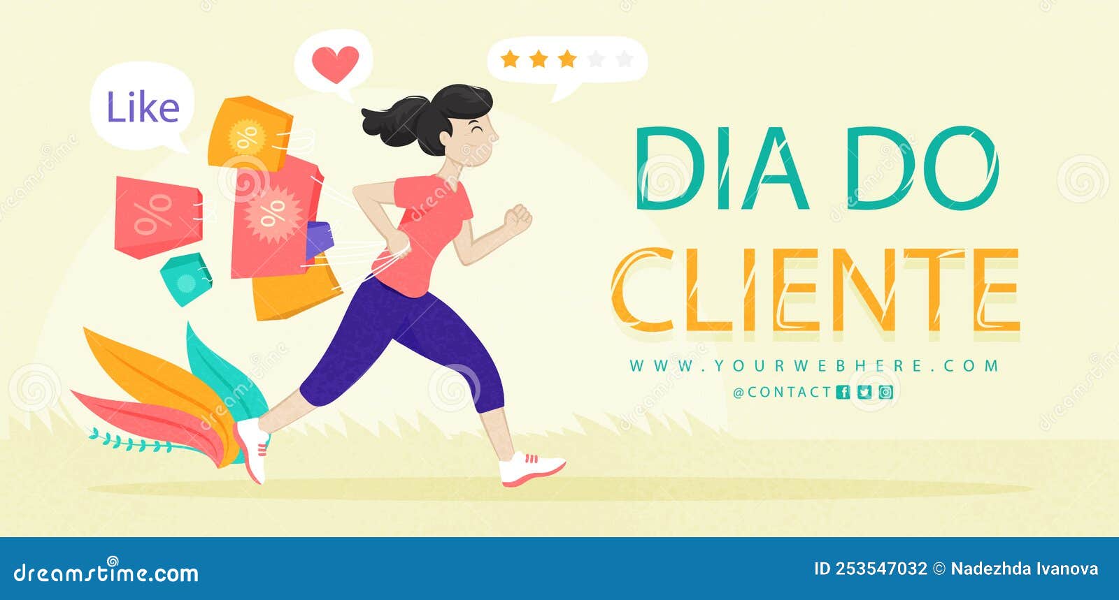 flat horizontal sale banner template for dia do cliente  .