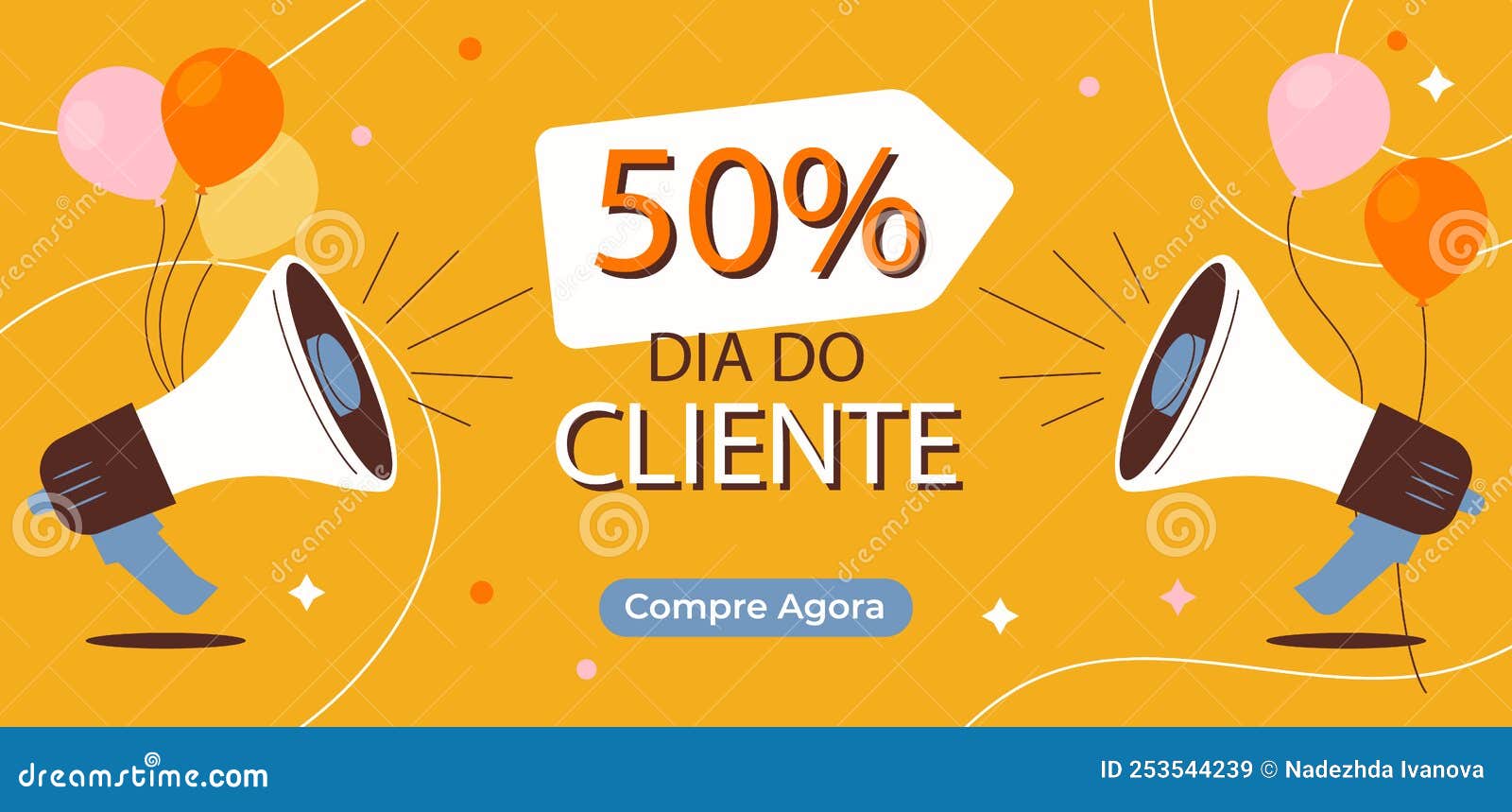 flat horizontal sale banner template for dia do cliente  .