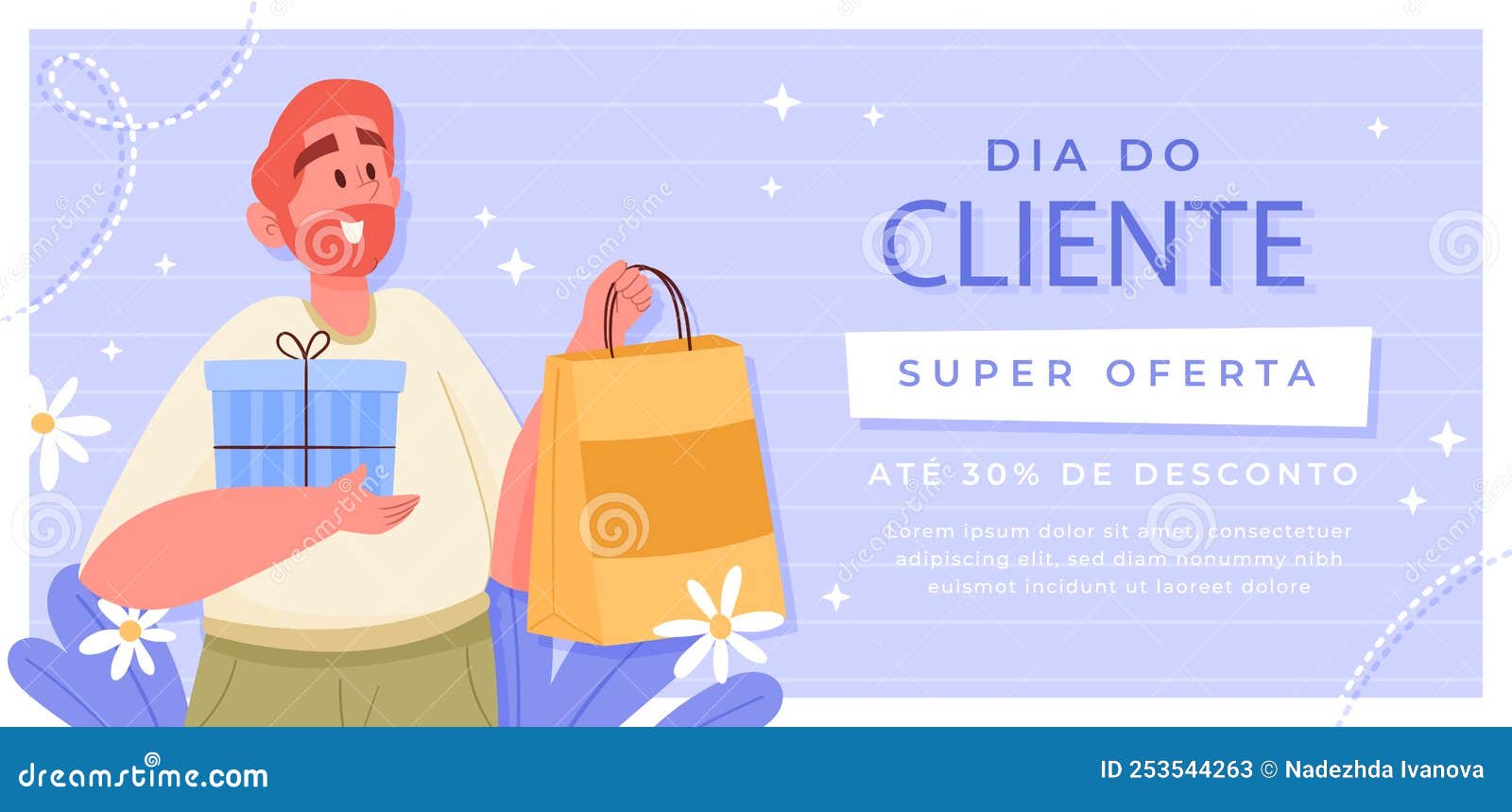 flat horizontal sale banner template for dia do cliente  .