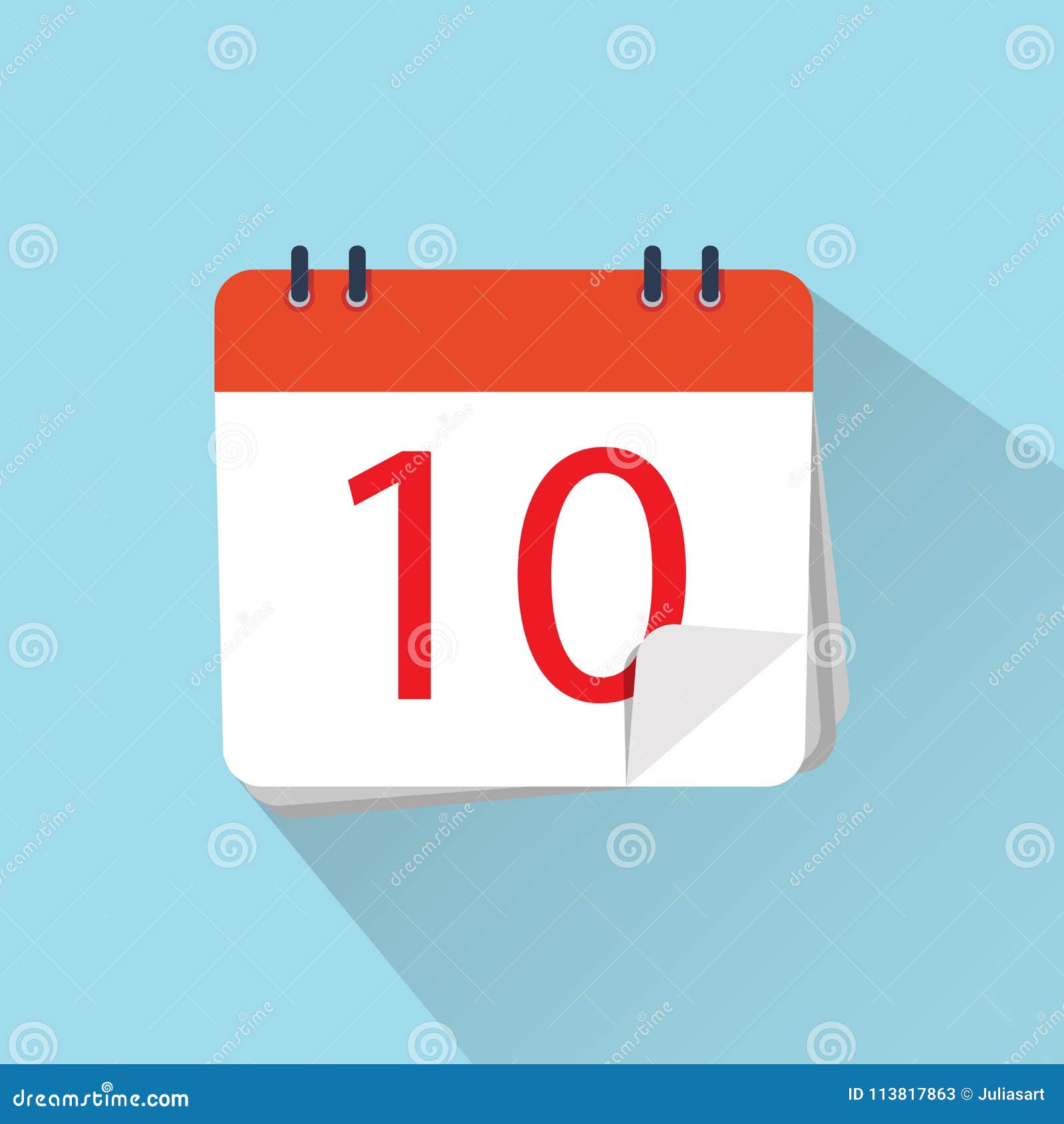 Flat Icon Of Calendar Isolated On A Background The 10th Of The Stock Vector Illustration Of Deadline Modern