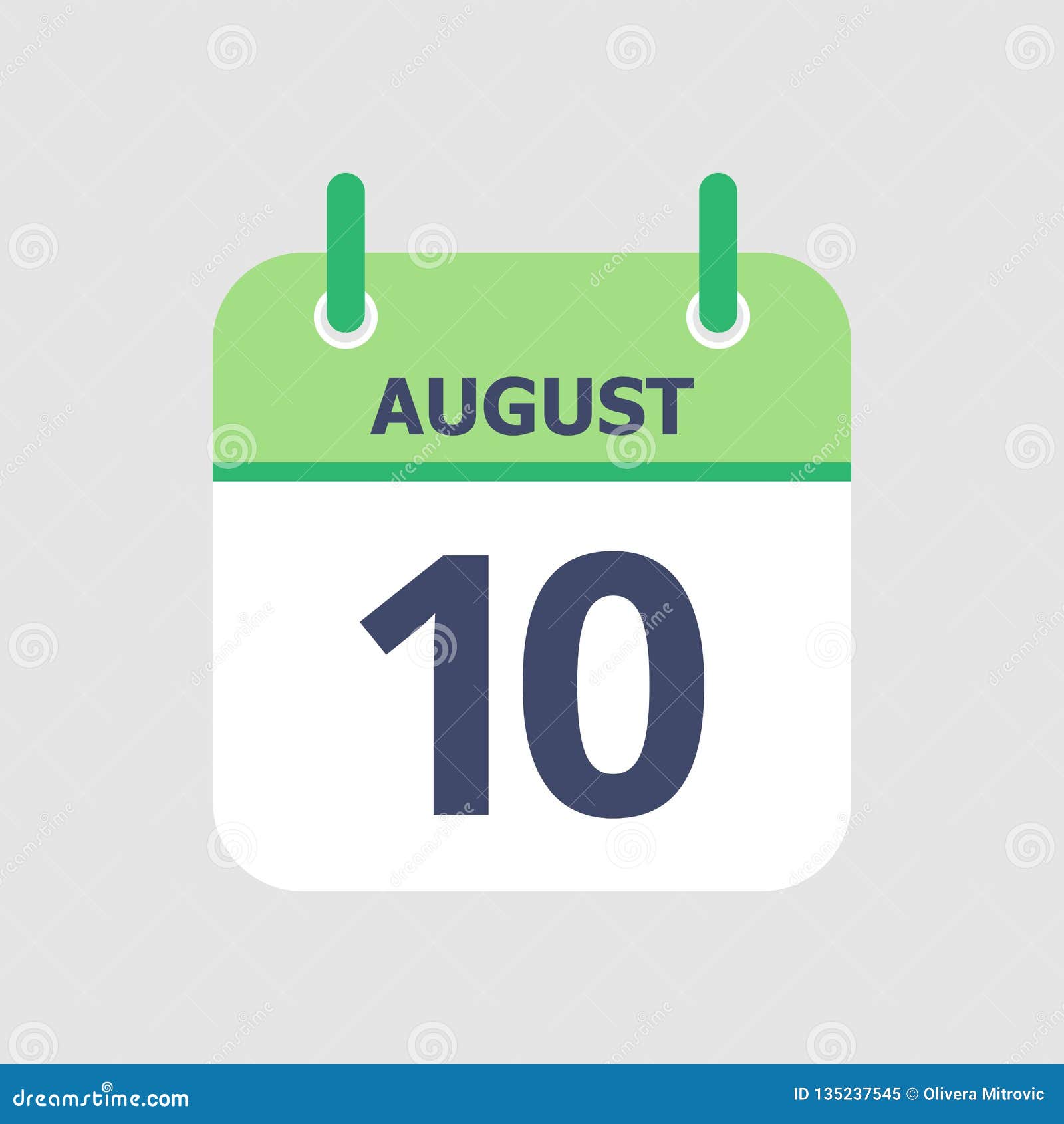 Calendar 10th of August stock vector. Illustration of organize 135237545
