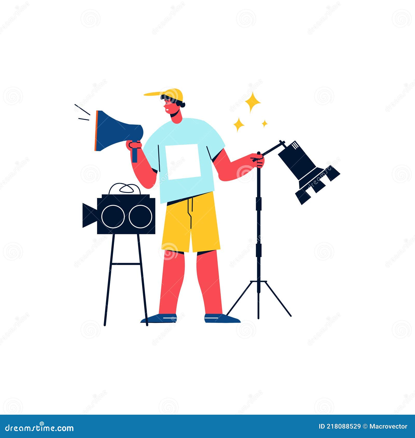 Camera Crew Worker Icon stock vector. Illustration of watch 218088529