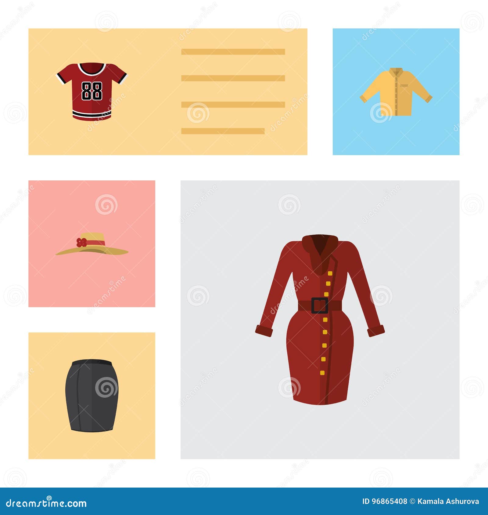 Flat clothes set of brasserie banyan Royalty Free Vector