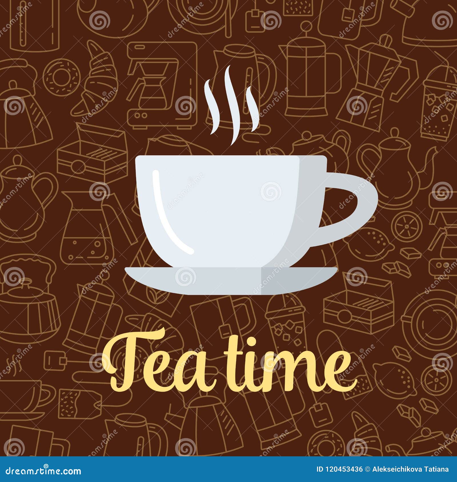 Flat Icon Cup of Tea. Isolated on Background Stock Vector - Illustration of  coffee, linear: 120453436