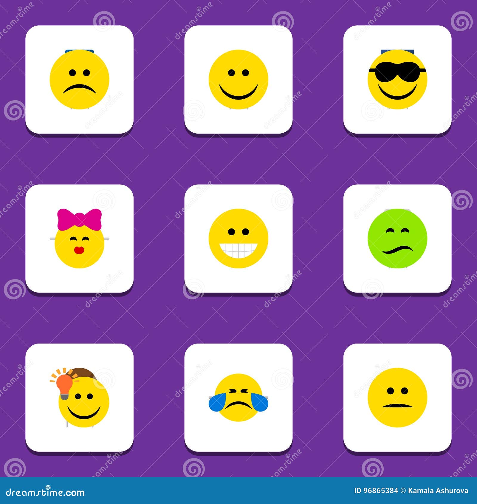 Flat Icon Emoji Set of Sad, Cold Sweat, Frown and Other Vector Objects