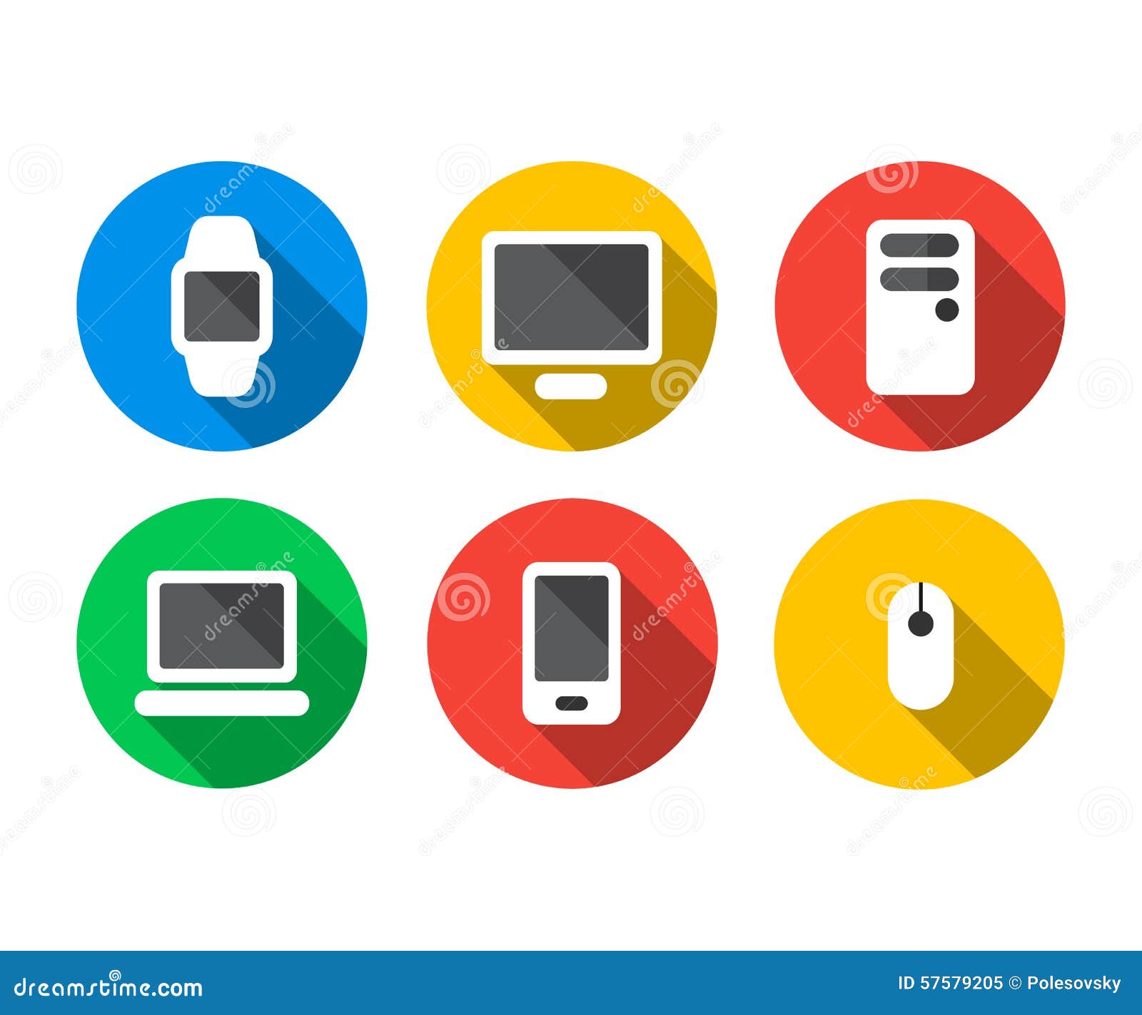 Flat Icon Set of Technology Devices Stock Vector Illustration of