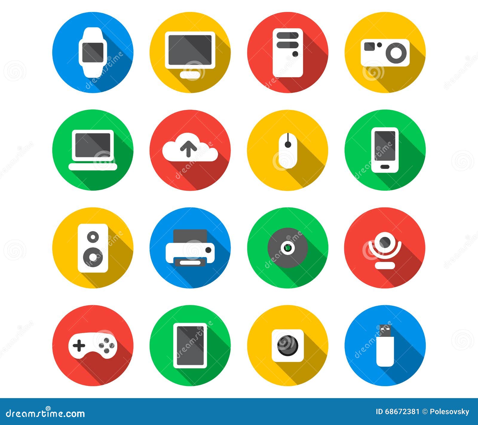 flat icon set of technology devices