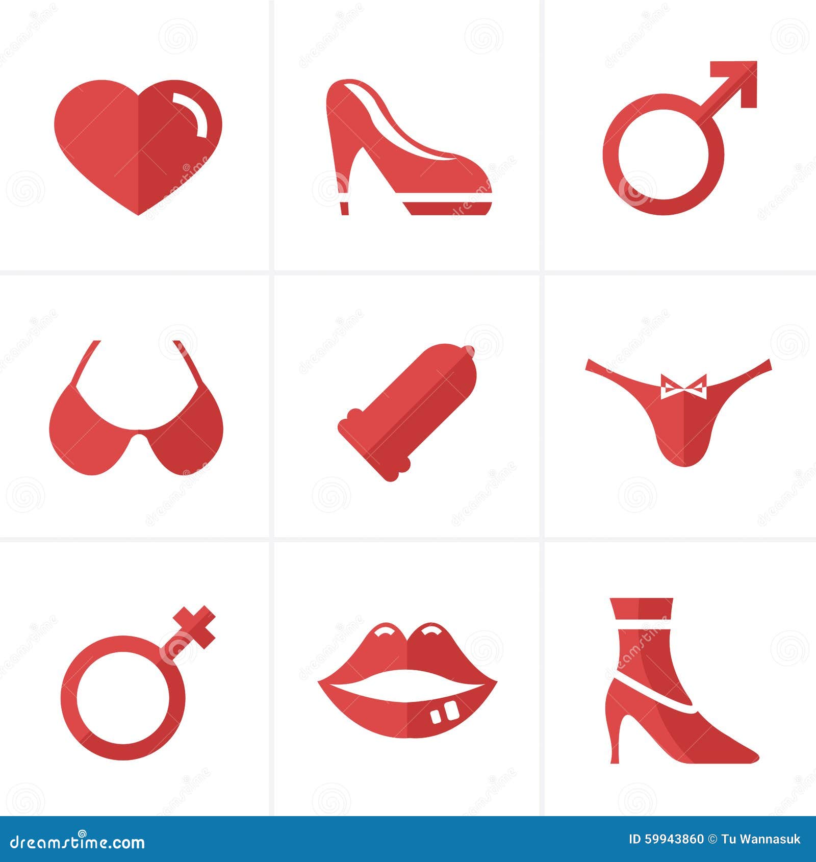 Flat Icon Sex And Xxx Icons Set Stock Illustration Illustration Of 