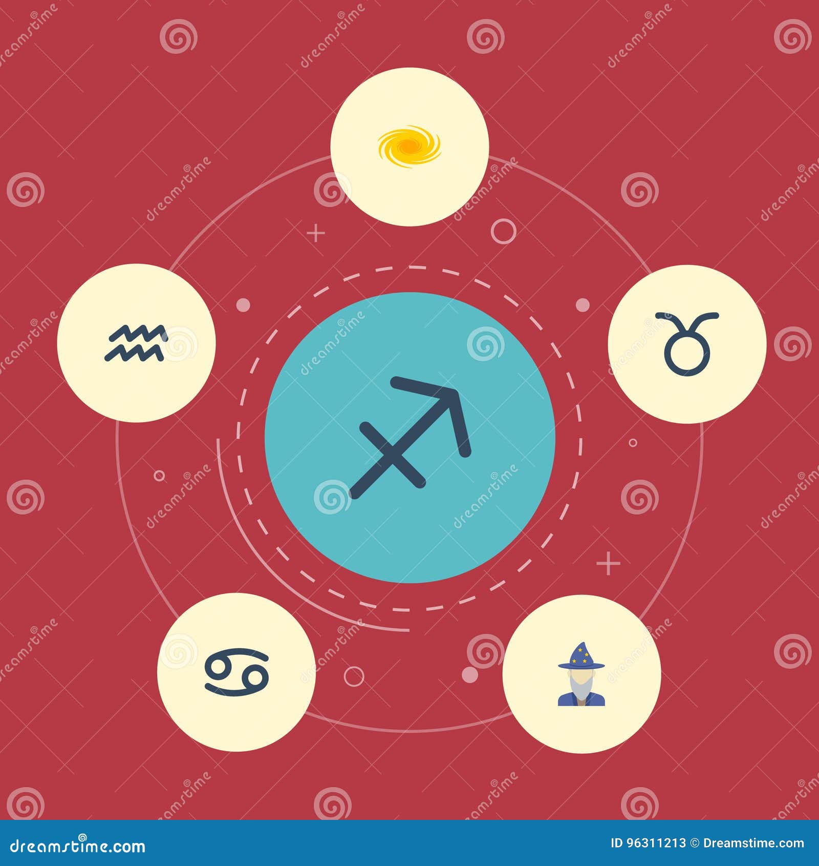 Flat Icons Augur, Crab, Bull And Other Vector Elements. Set Of Astrology Flat Icons Symbols Also ...