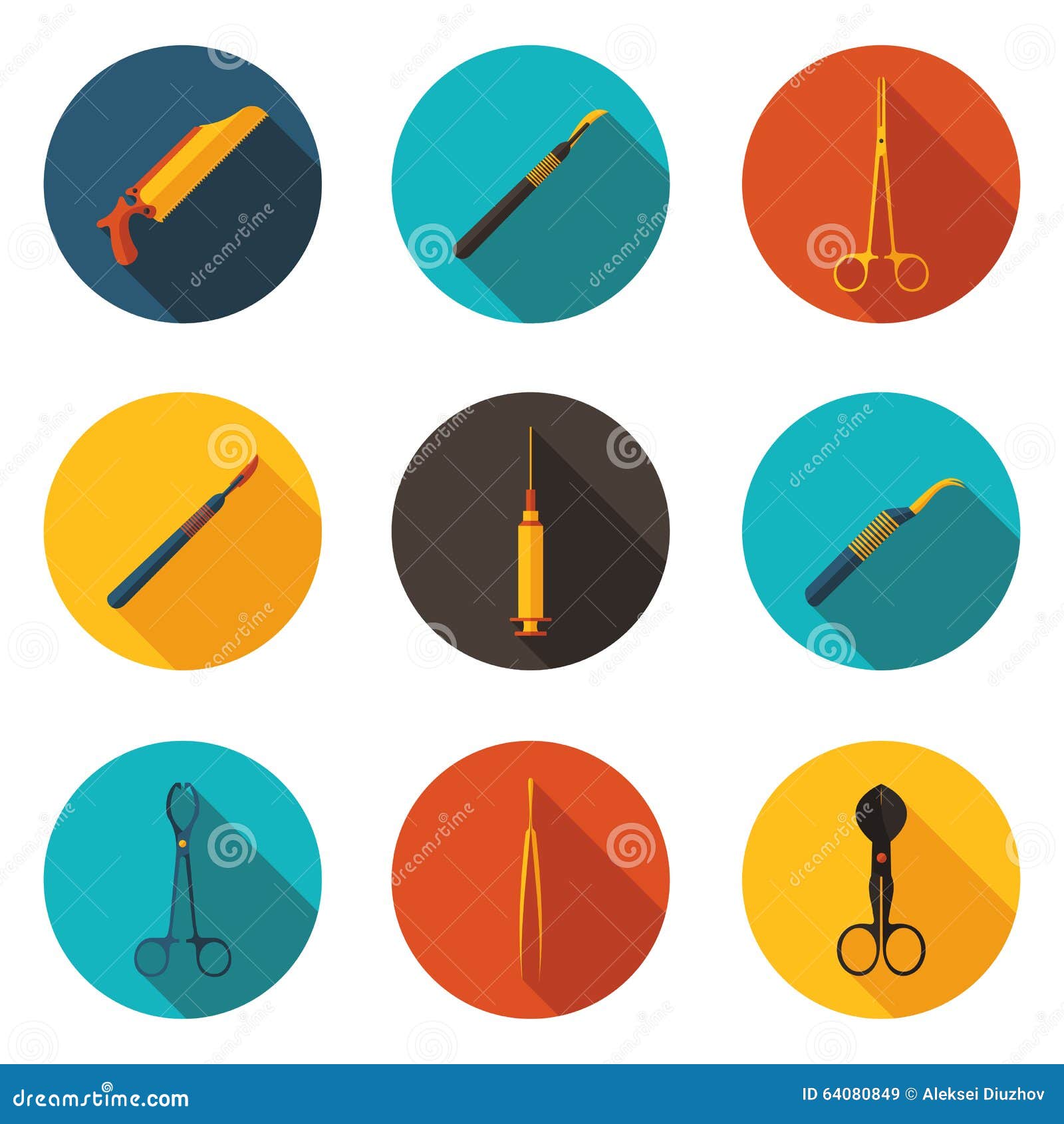 Flat Icons Medical Instruments Stock Illustration Illustration of