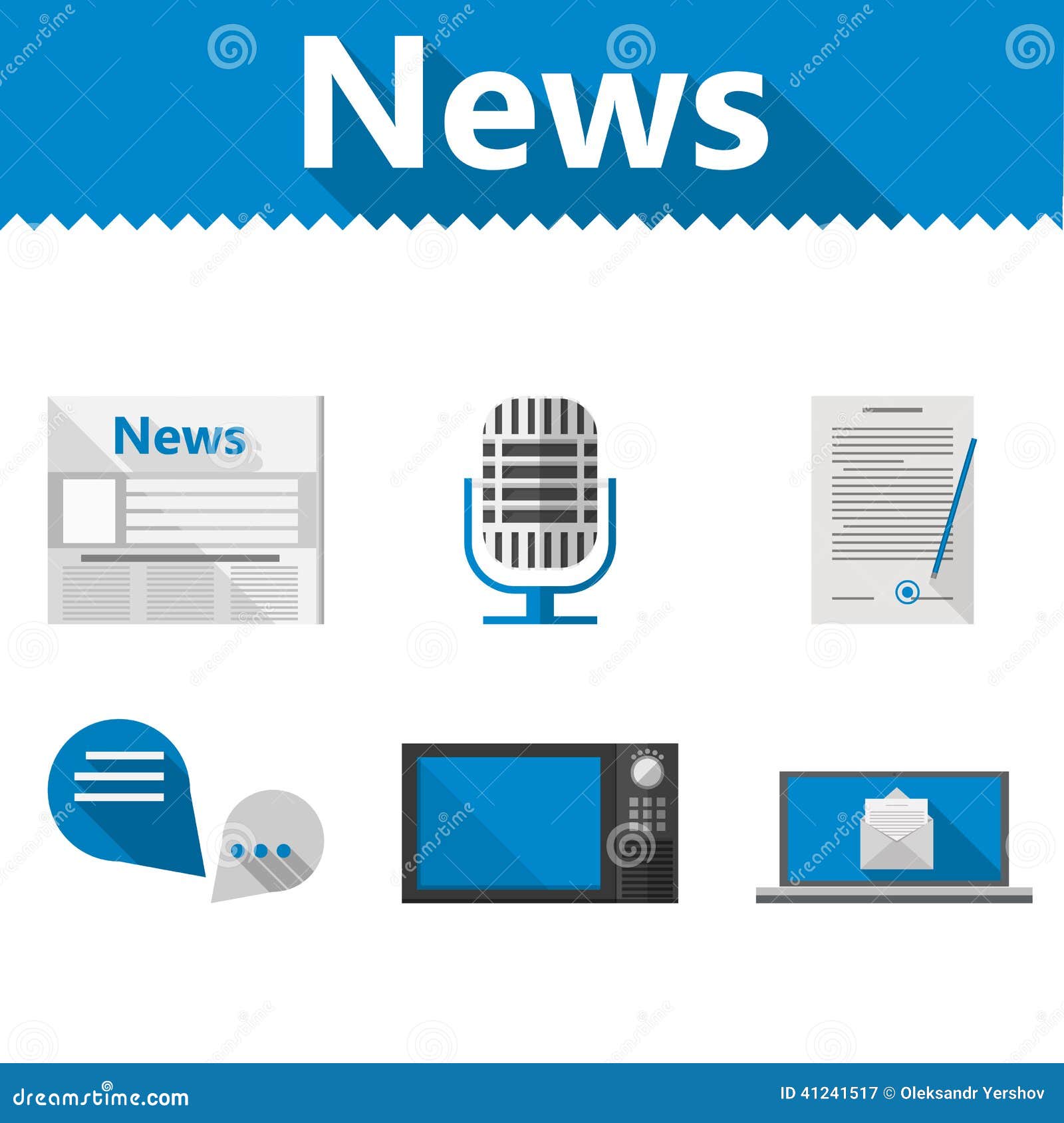 Flat icons for news stock vector. Illustration of letter 41241517