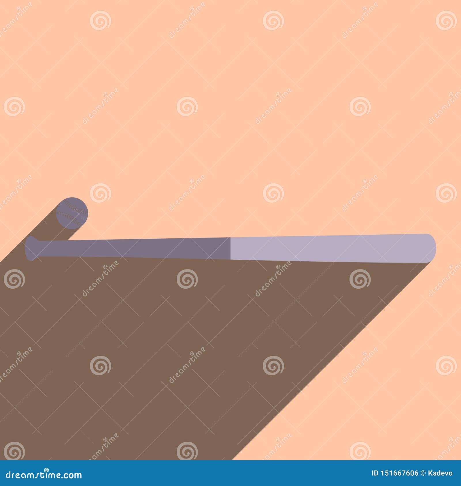 Flat Icons With Shadow Of Baseball Bat Stock Vector - Illustration of