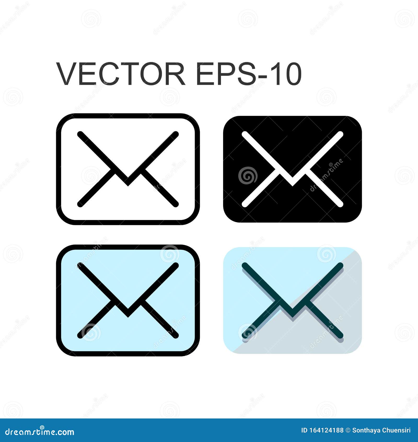 flat icons,solid icons and thin line icons for envelope, s