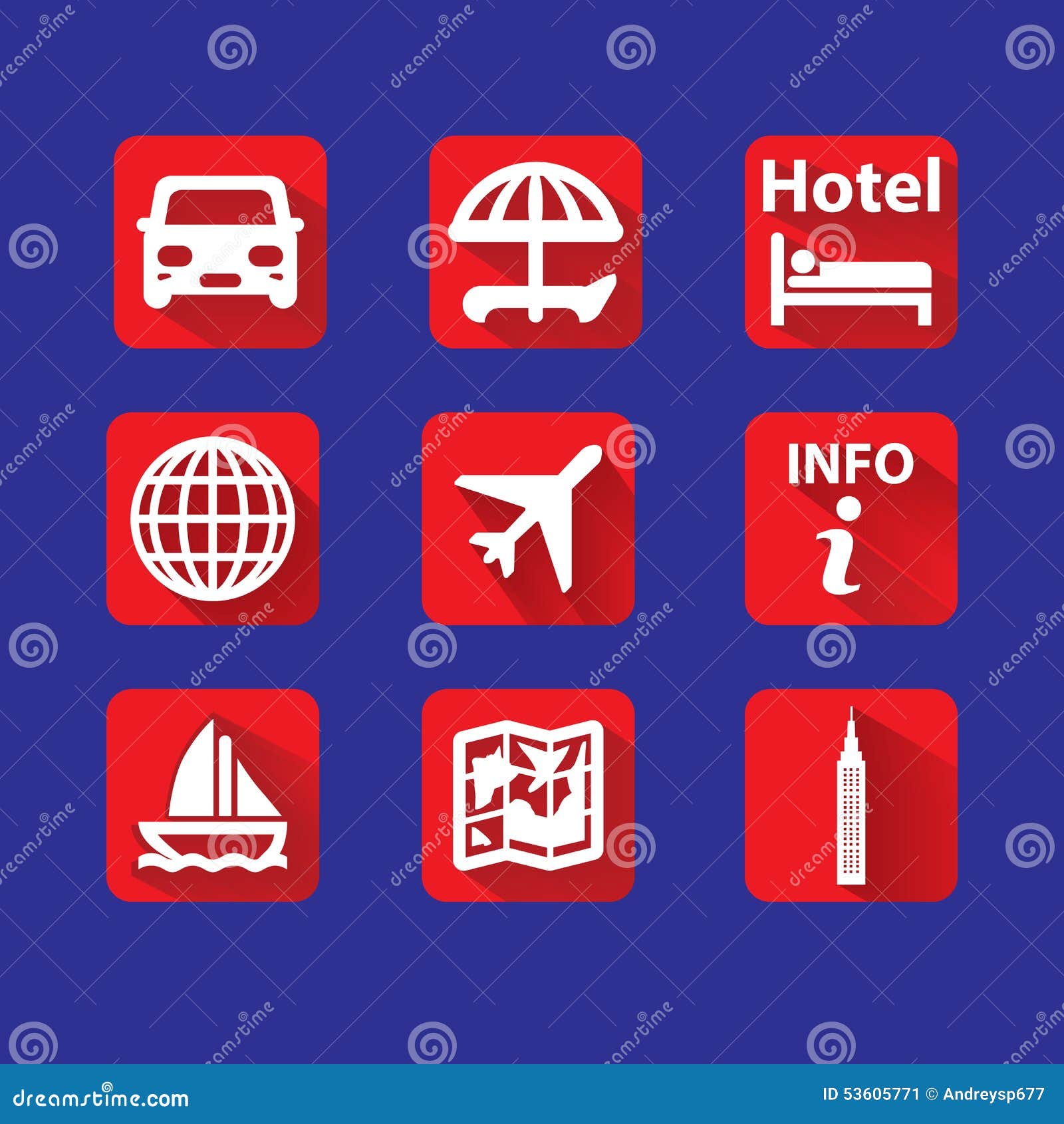 Flat icons for travel. stock vector. Illustration of shadow 53605771
