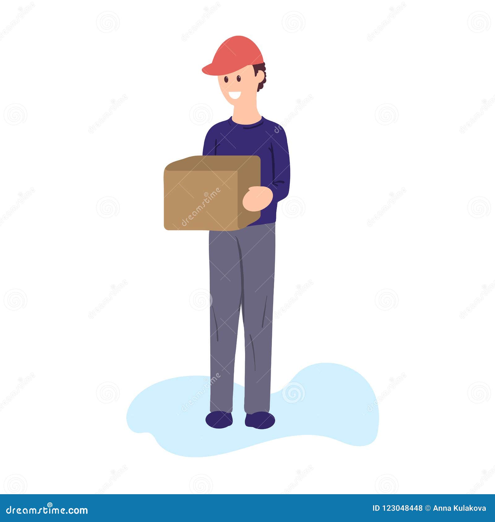 Flat Illustration Of Courier Delivering A Parcel Stock Illustration
