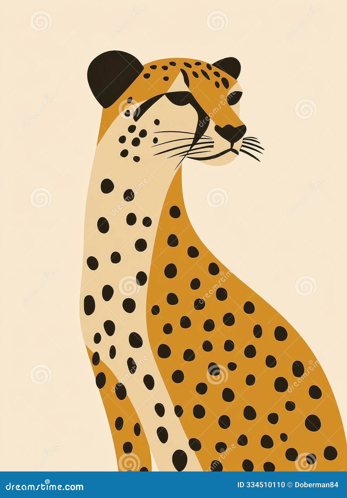 flat  of a sitting cheetah with simple, elegant 