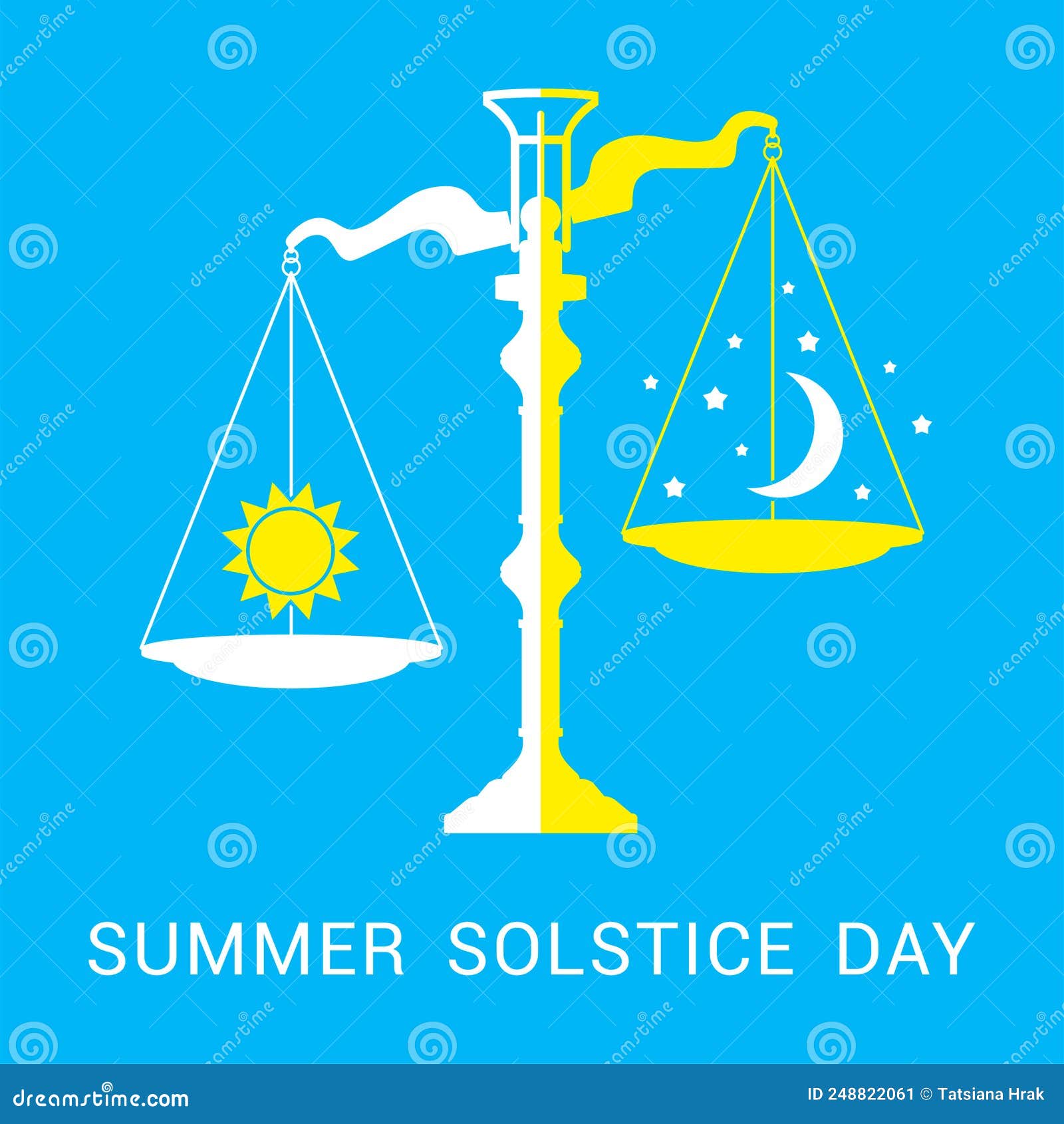 Flat Illustration of Summer Solstice. Design Concept Symbolizing the
