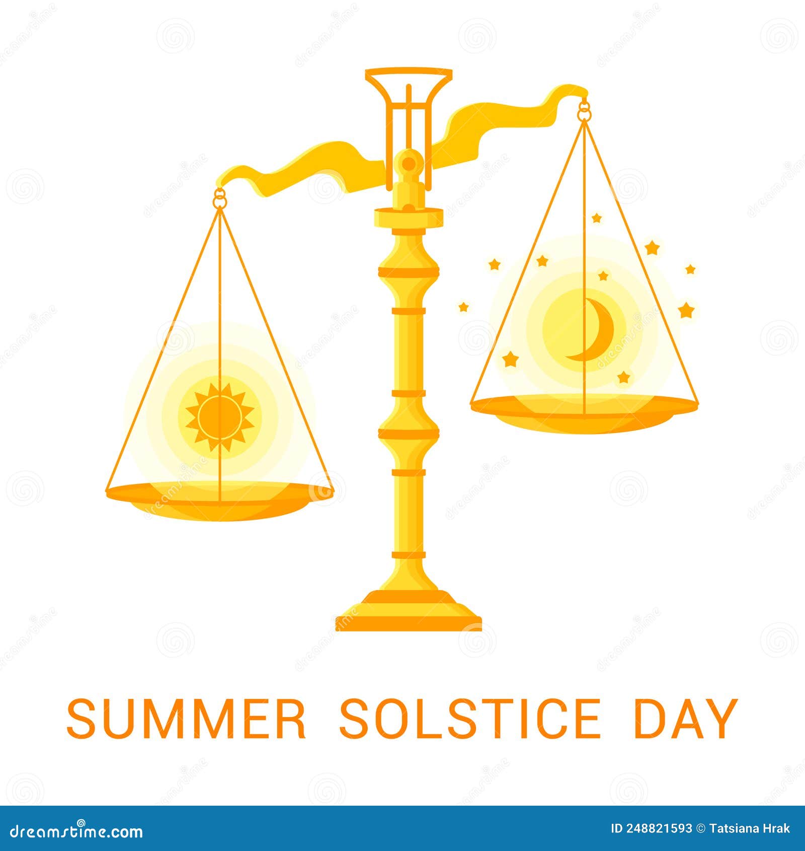 Flat Illustration Of Summer Solstice Design Concept Symbolizing The Longest Day Of The Year