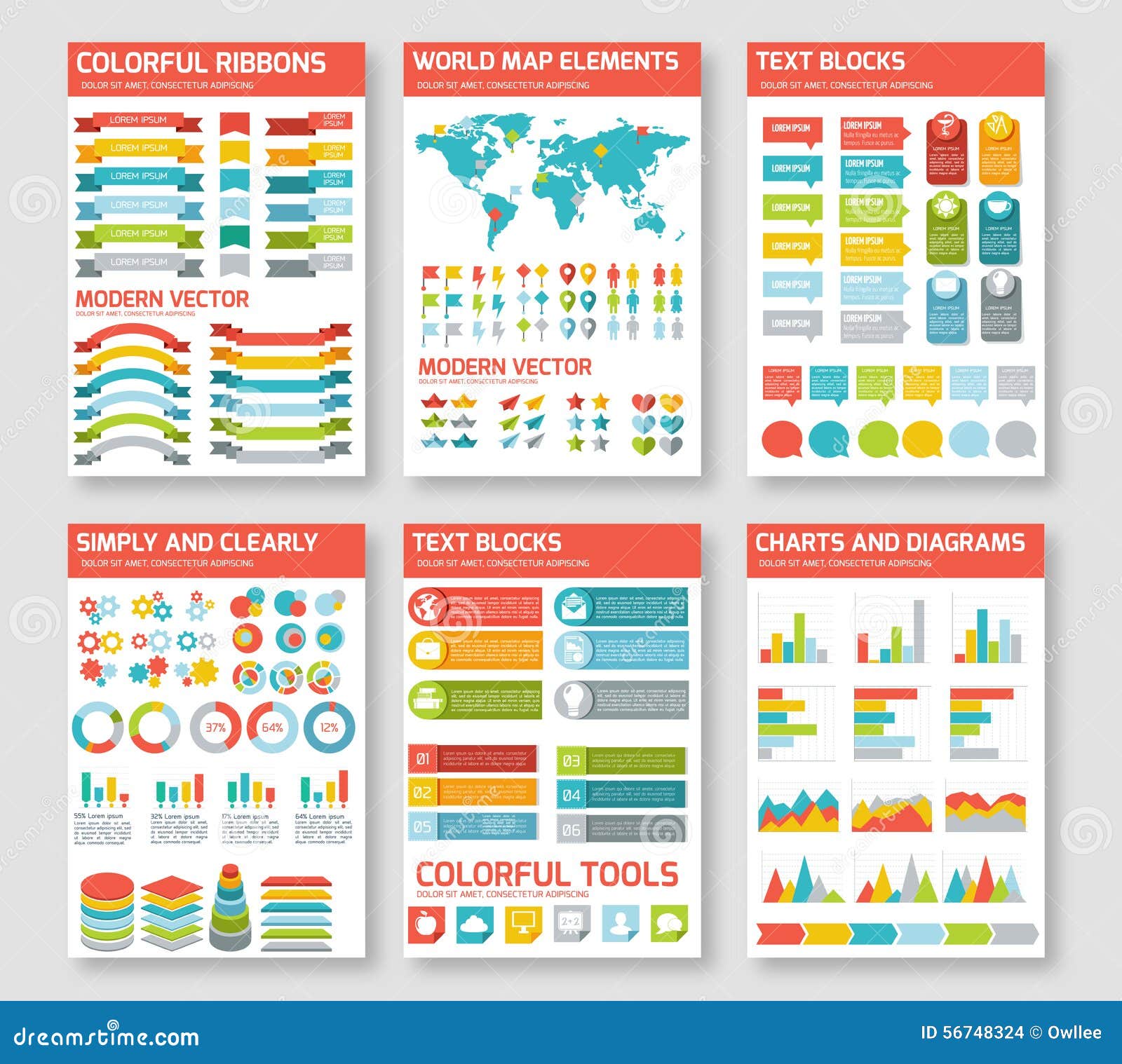 Flat Infographic Elements Set. Stock Vector - Illustration of education ...