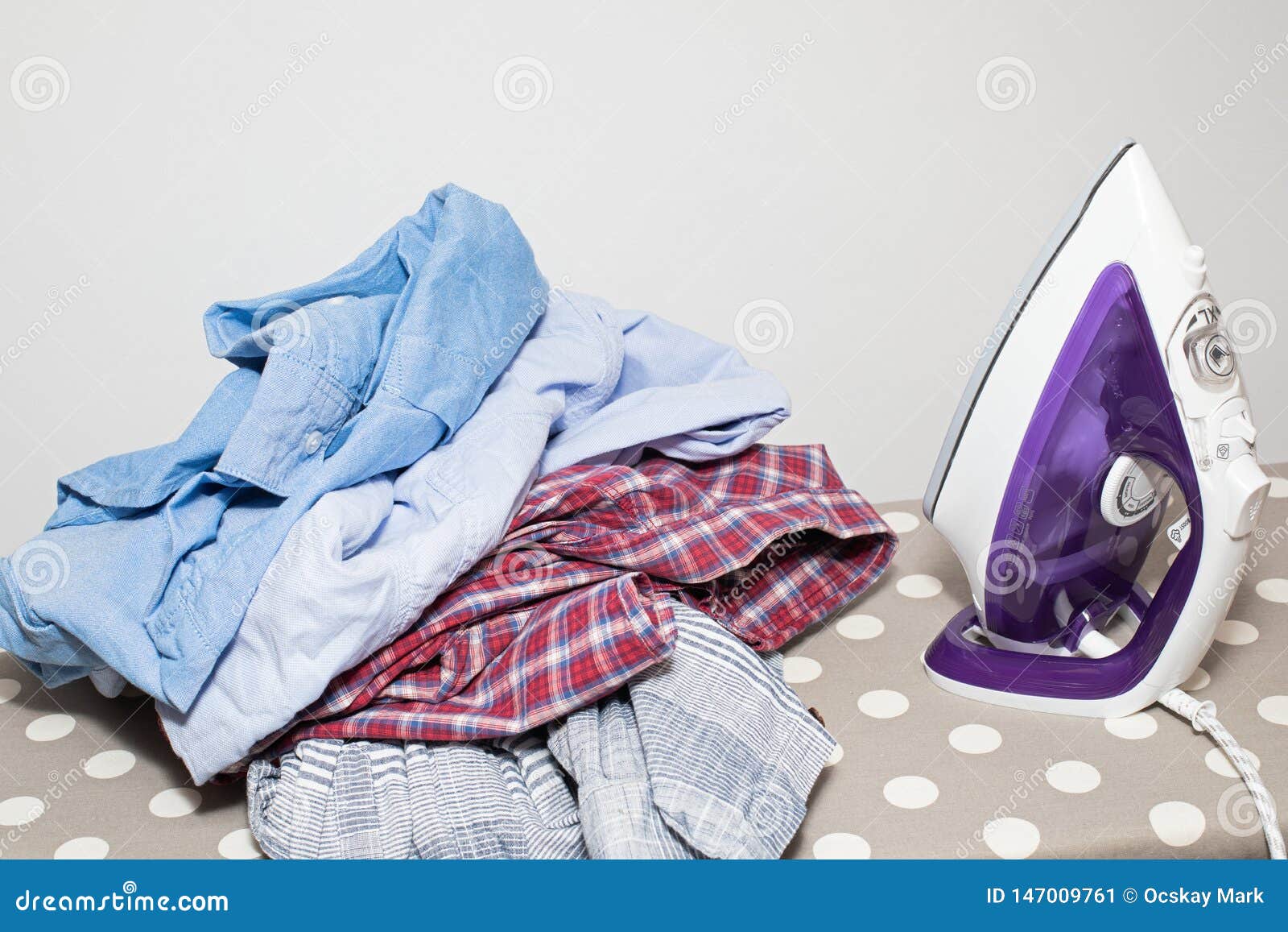 Flat Iron and Clean Clothes on the Board Stock Image Image of