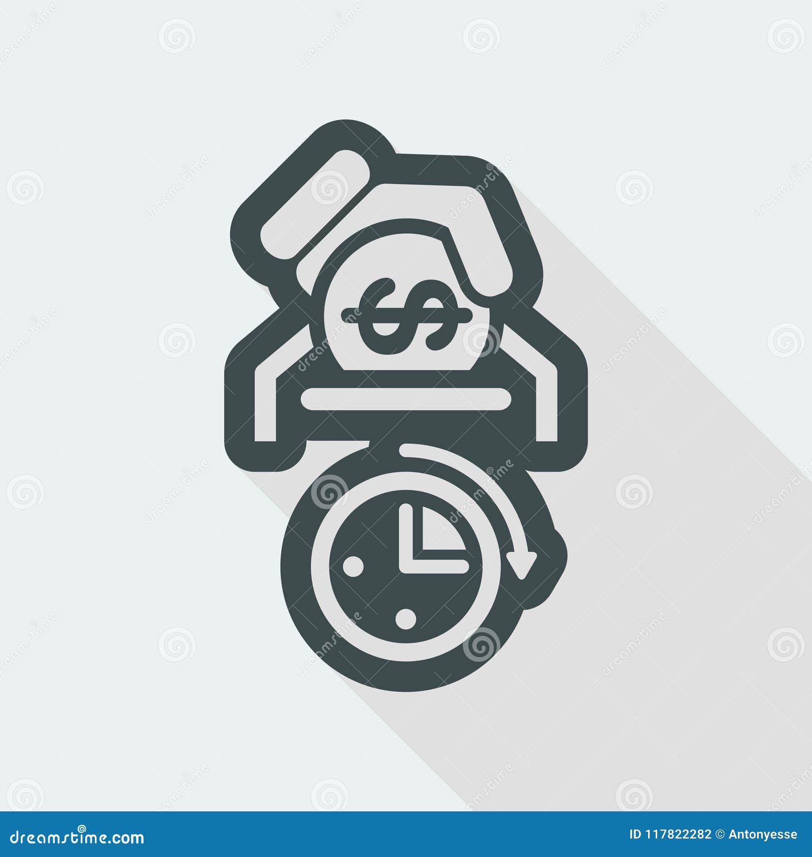 Flat Icon With Long Shadow Time Is Money