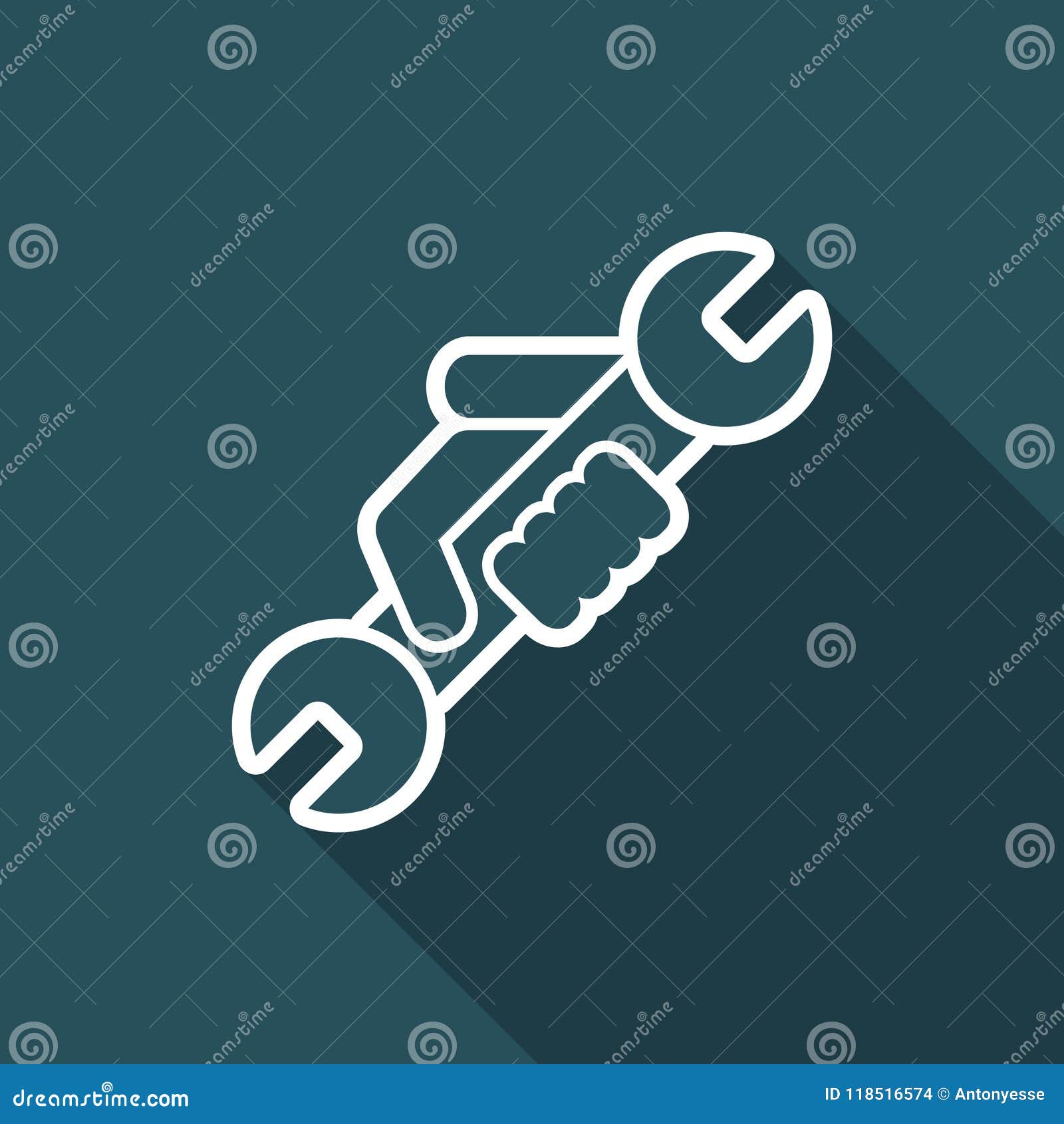 Wrench symbol icon stock vector. Illustration of craftsman 118516574