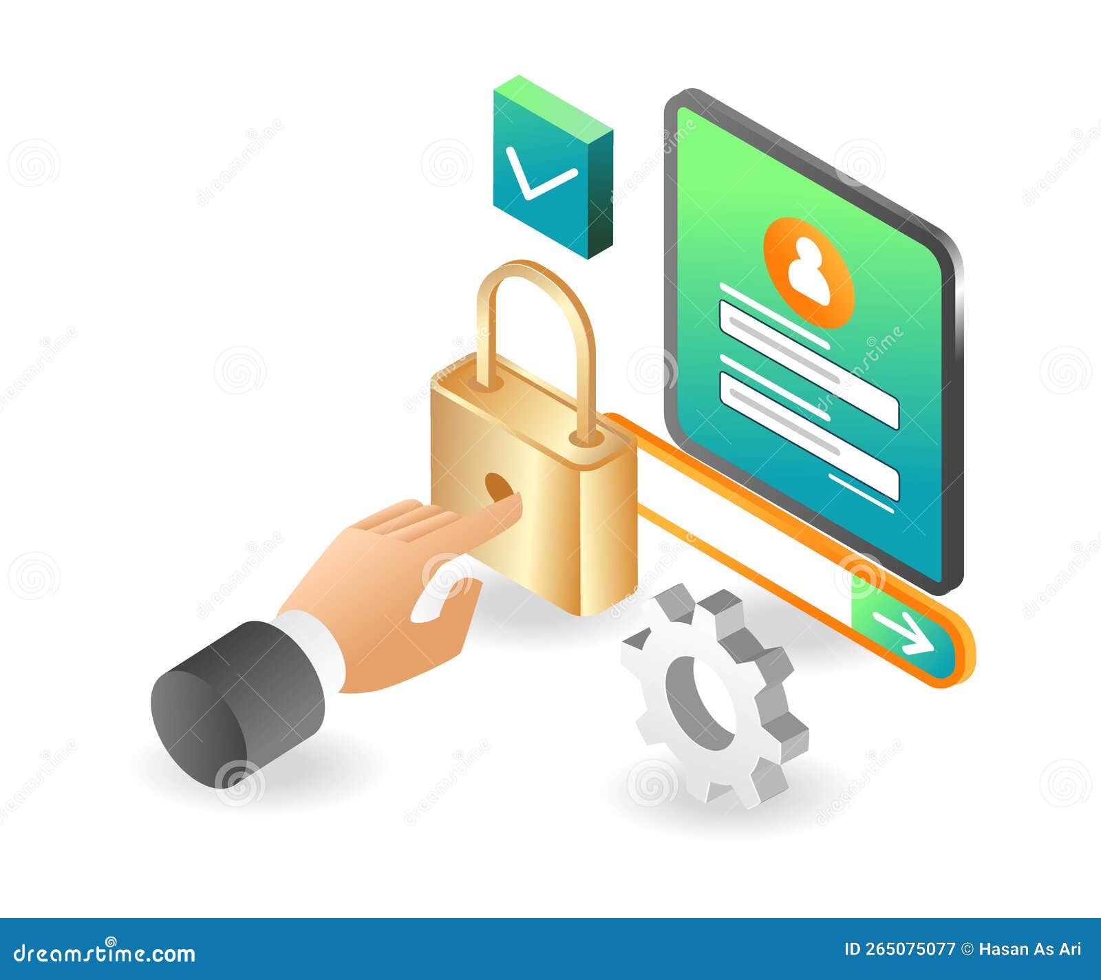 3d Flat Illustration Unlock Password Security Private Data Stock