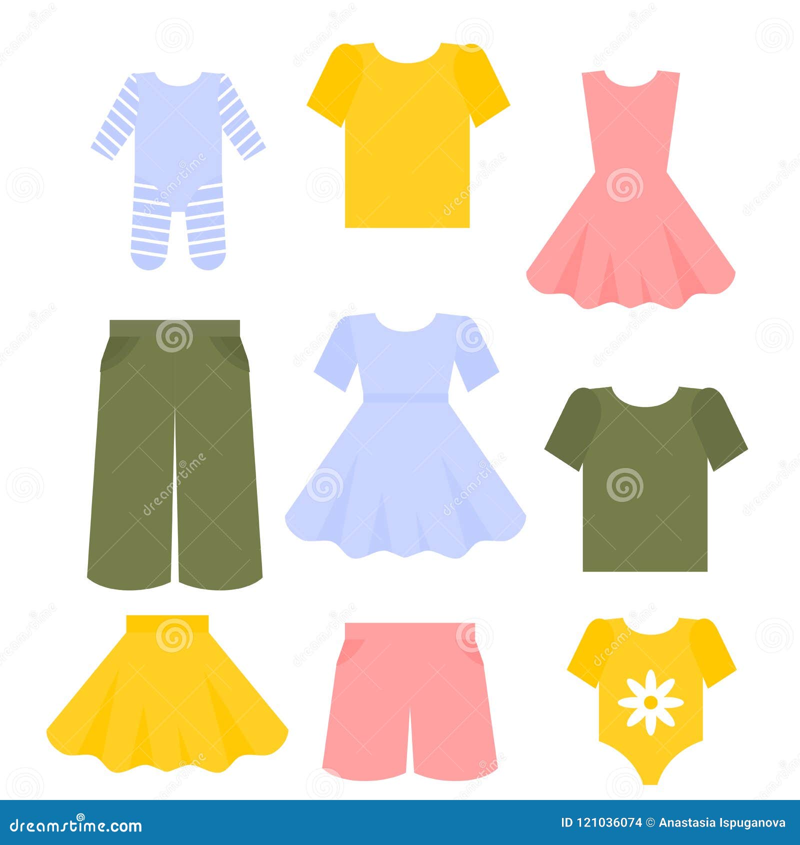 Flat Kids Clothes Set. Children Outfit Fashion Collection Stock Vector -  Illustration of colorful, cloth: 121036074