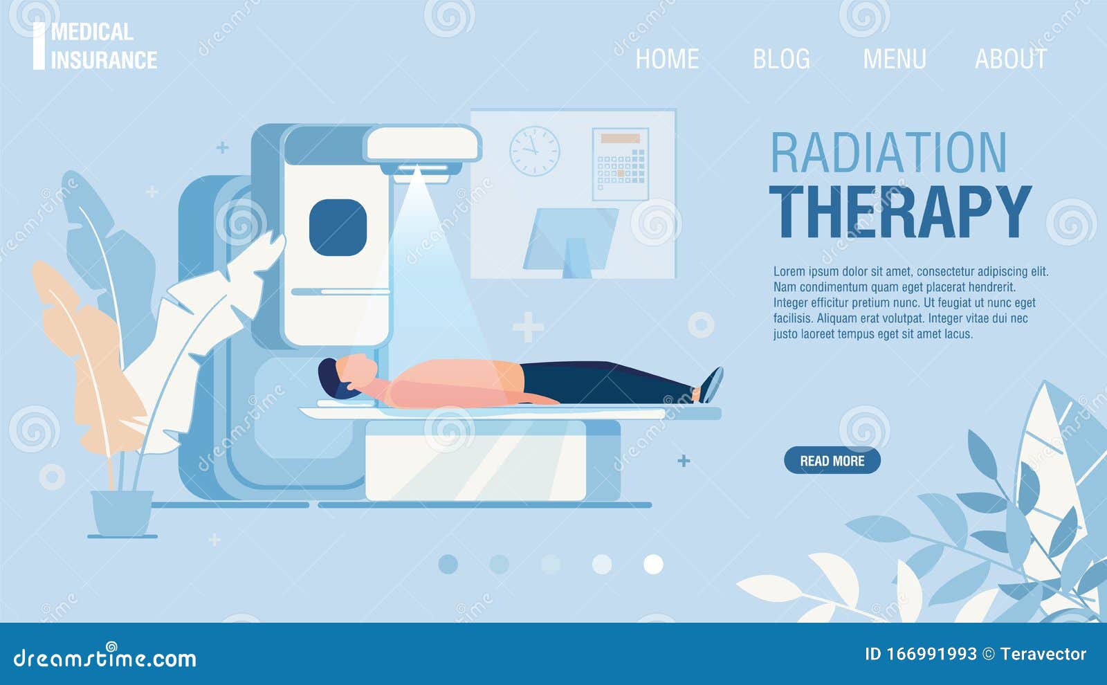 Landing Page Offering Radiation Therapy Service Stock Vector