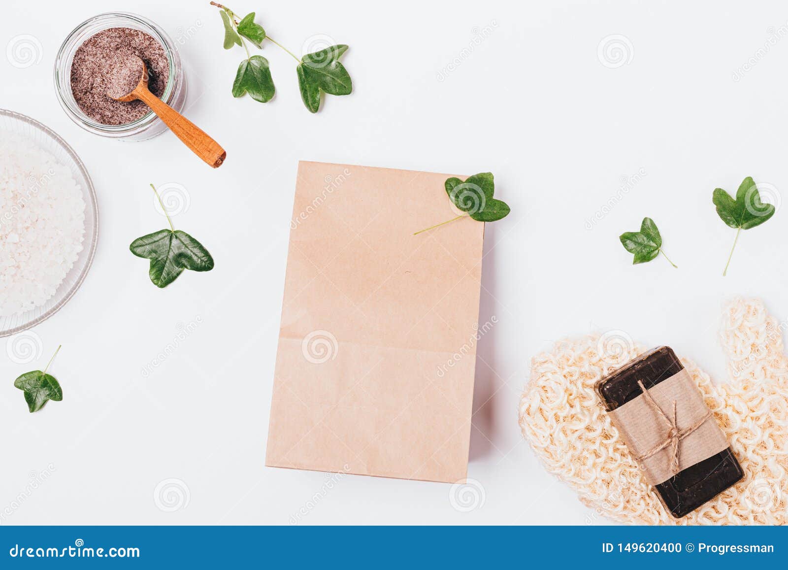 Download Flat Lay Arrangement Of Blank Brown Paper Bag Stock Photo ...