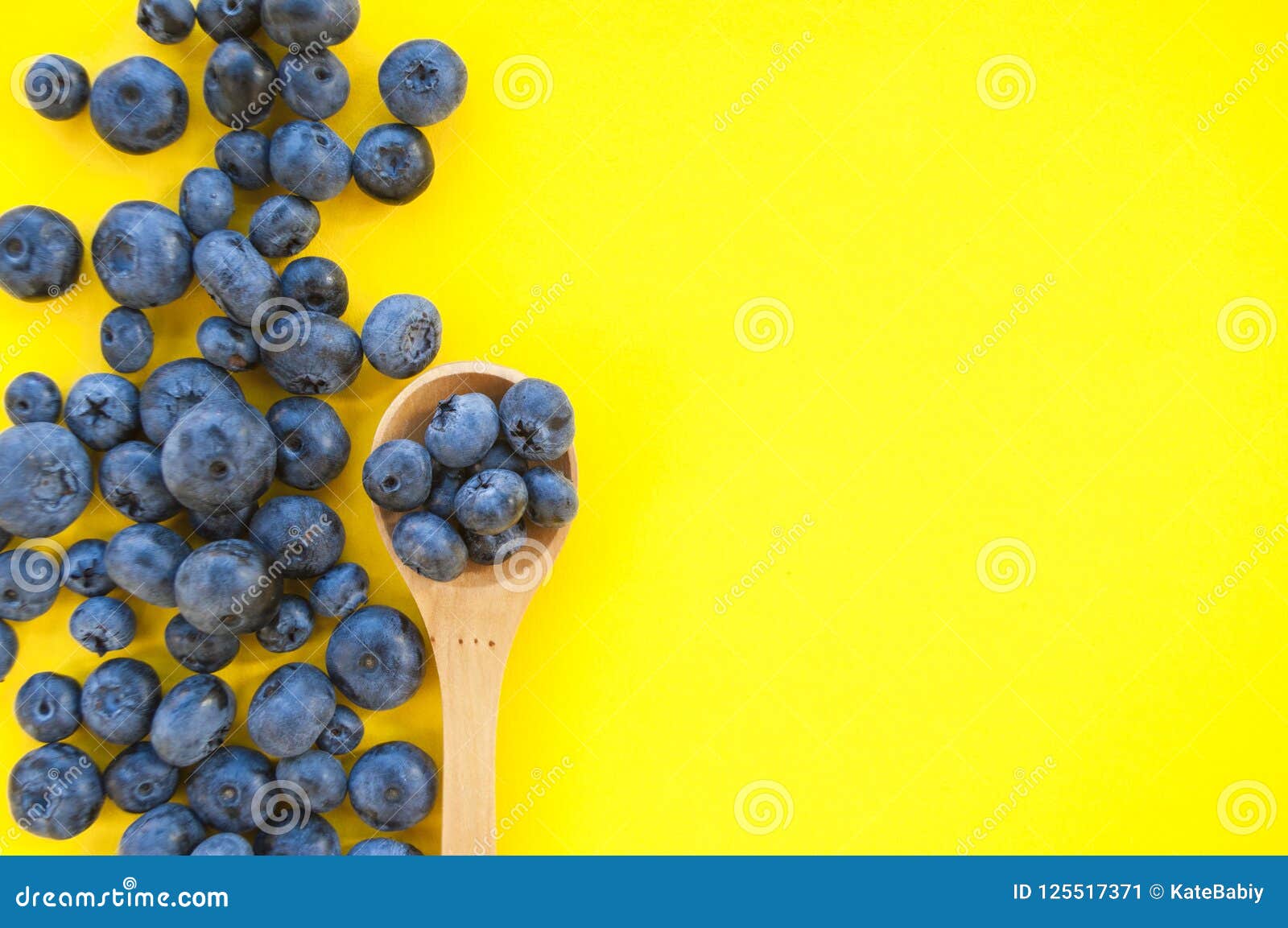 Flat Lay of Blueberry on Bright Yellow Background. Stock Image - Image ...