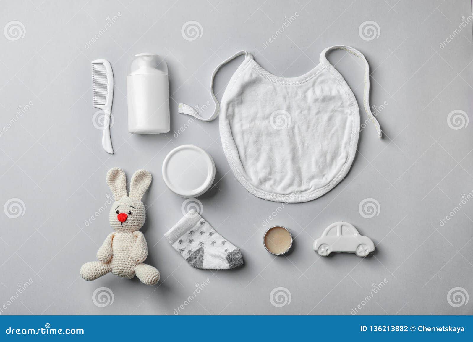 Flat Lay Composition with Baby Accessories Stock Photo Image of bunny