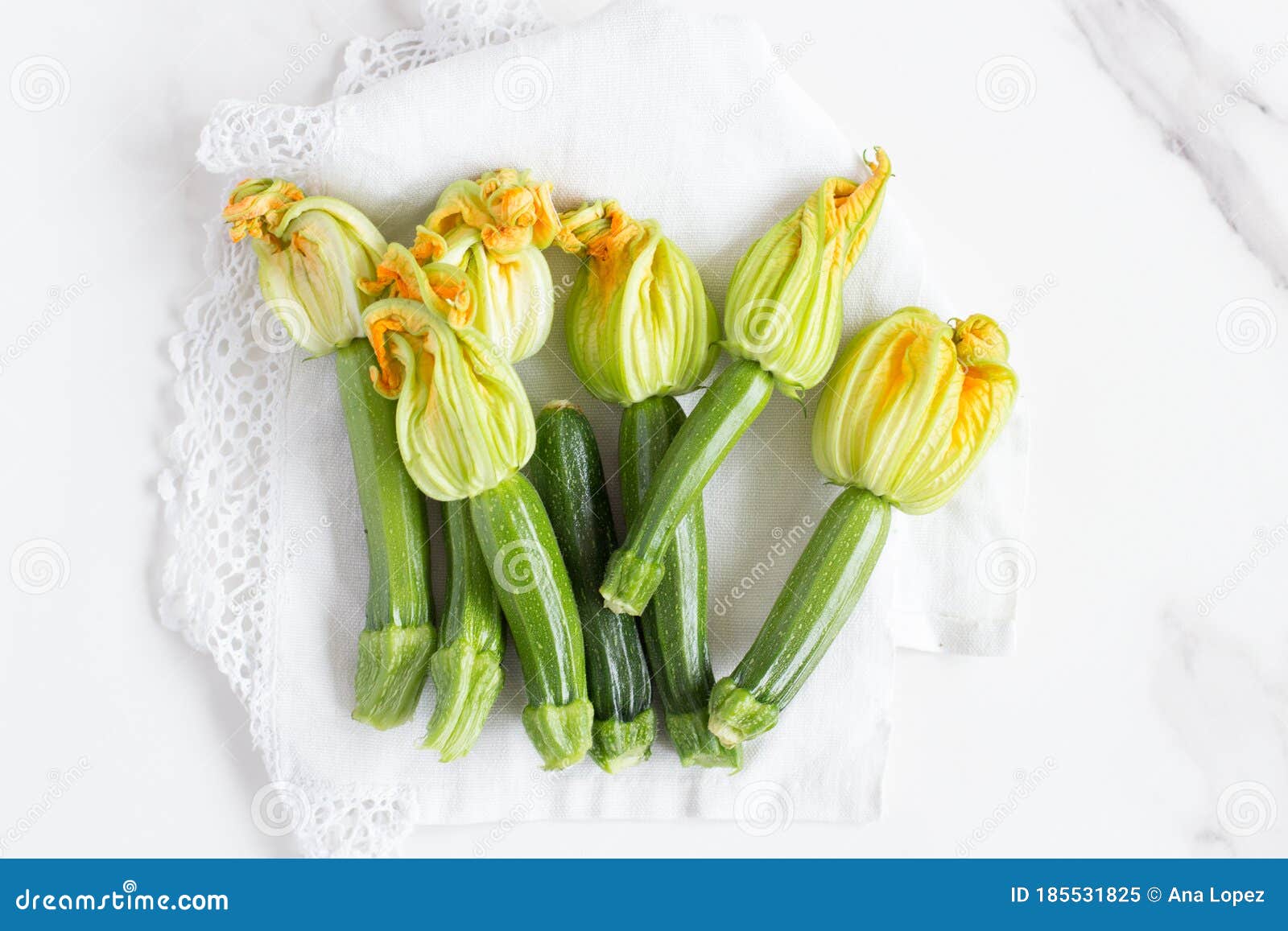 Flat Lay Composition with Edible Courgette Flowers Stock Image Image