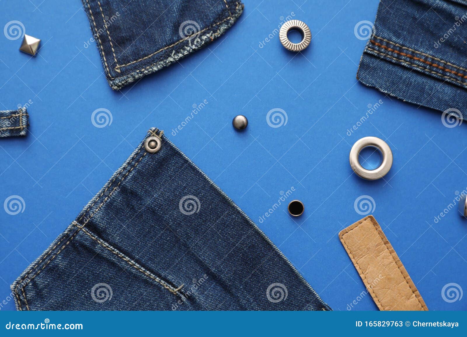 Flat Lay Composition with Accessories and Cutting Details for Jeans on ...