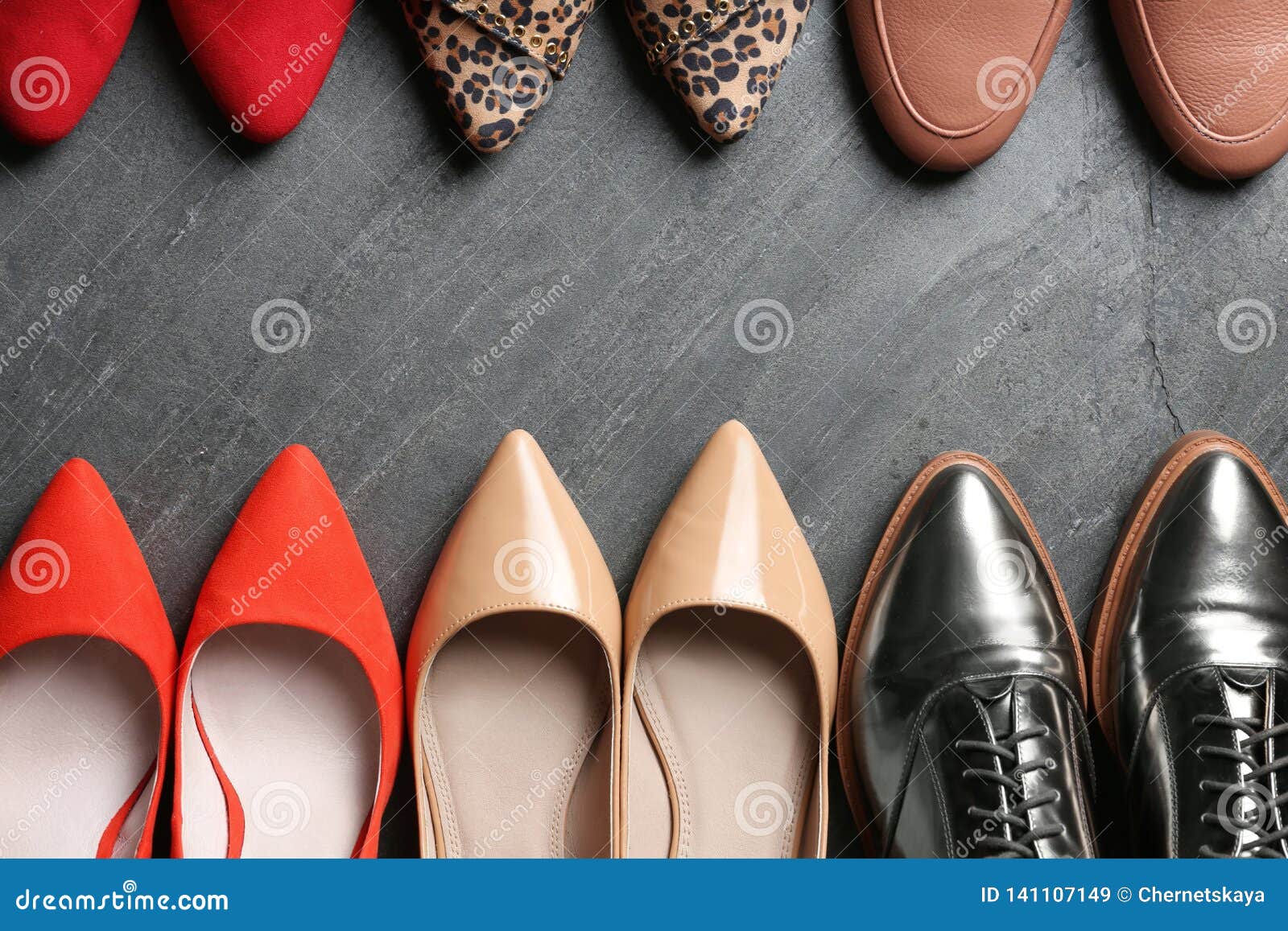 Flat Lay Composition with Stylish Shoes Stock Image - Image of ...