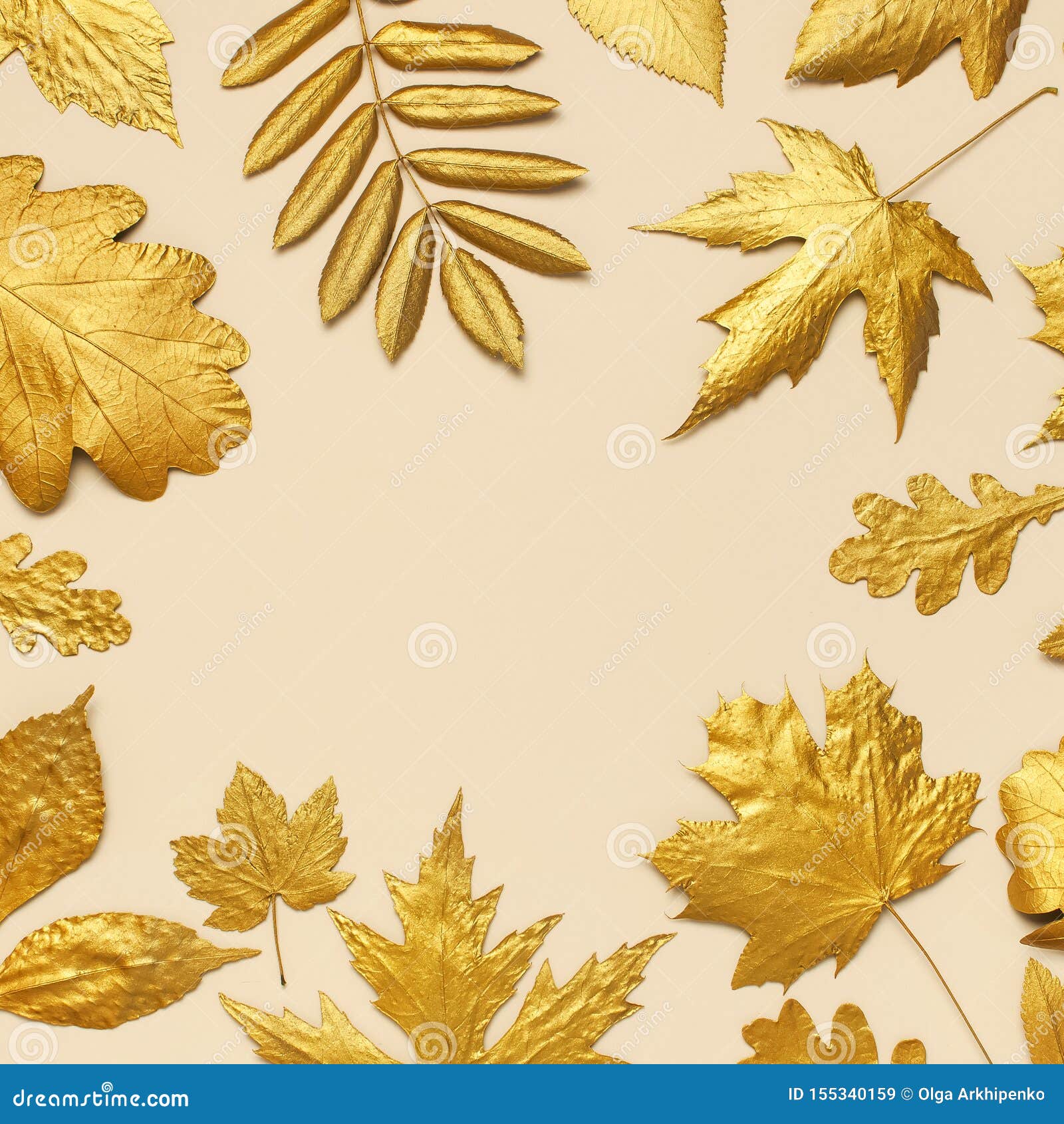 Border of gold leaves on beige background - Free Photo (4BjzX4) - Noun  Project
