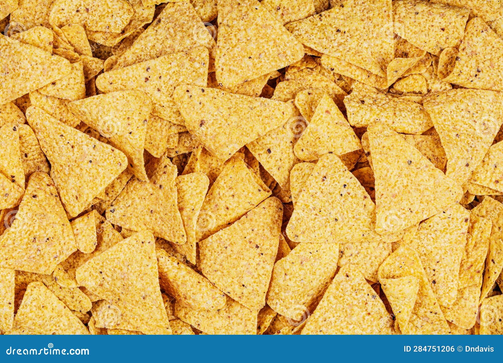 Flat Lay of Delicious Roasted Corn Tortilla or Nacho Chips Stock Photo